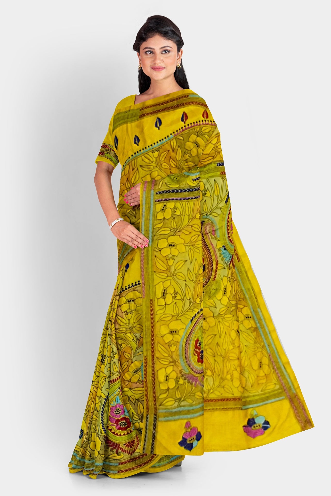 Kantha Stitch: Stylish Blended Silk Saree showcasing Traditional Artistry in Modern Indian Fashion With BP