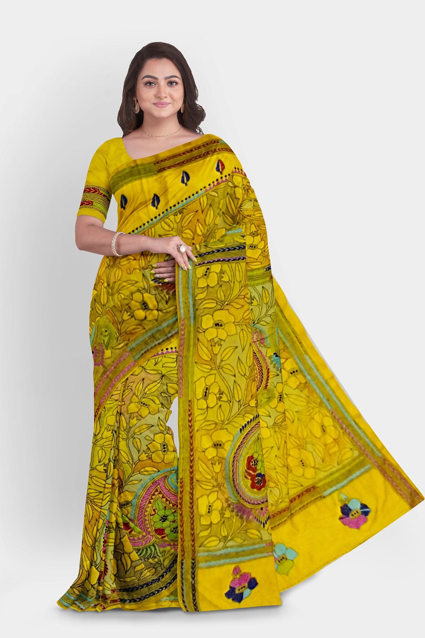 Kantha Stitch: Stylish Blended Silk Saree showcasing Traditional Artistry in Modern Indian Fashion With BP
