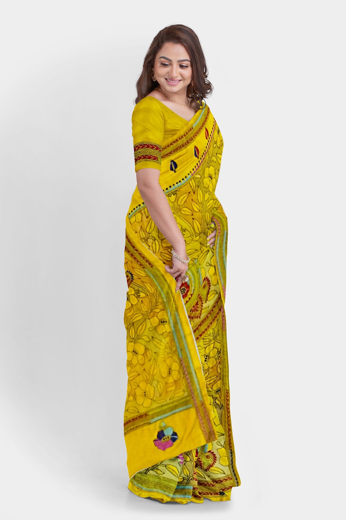 Kantha Stitch: Stylish Blended Silk Saree showcasing Traditional Artistry in Modern Indian Fashion With BP