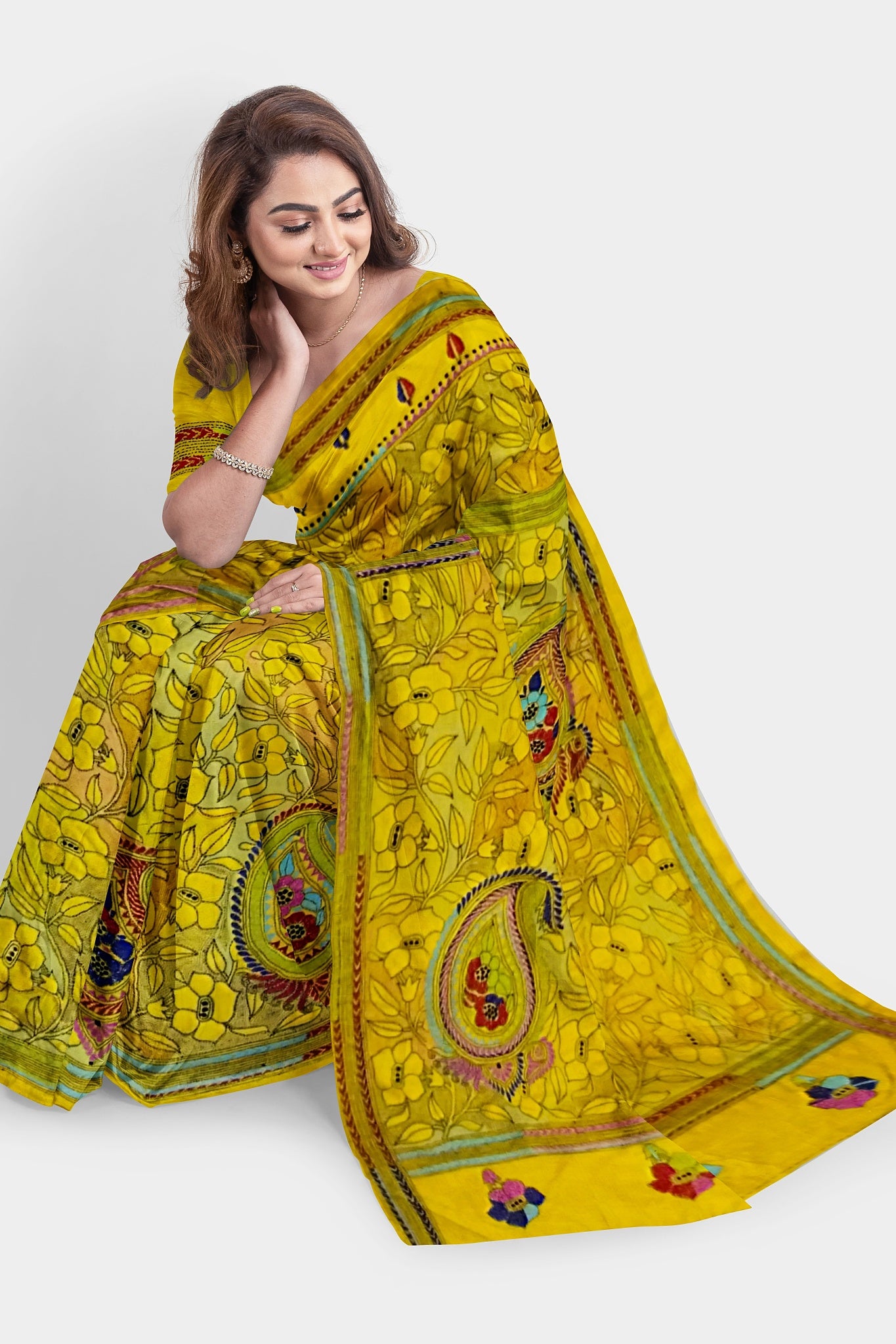 Kantha Stitch: Stylish Blended Silk Saree showcasing Traditional Artistry in Modern Indian Fashion With BP