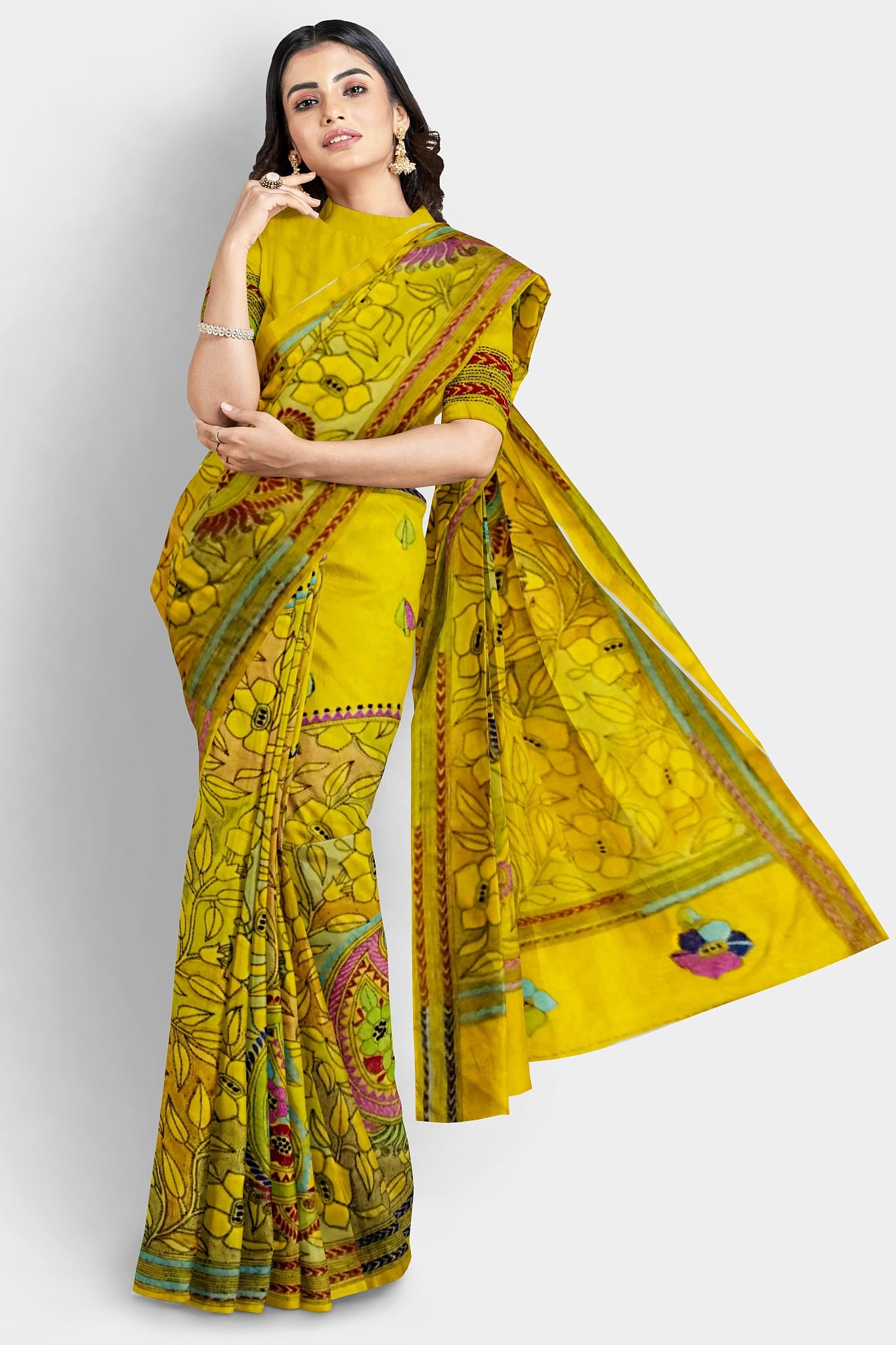 Kantha Stitch: Stylish Blended Silk Saree showcasing Traditional Artistry in Modern Indian Fashion With BP