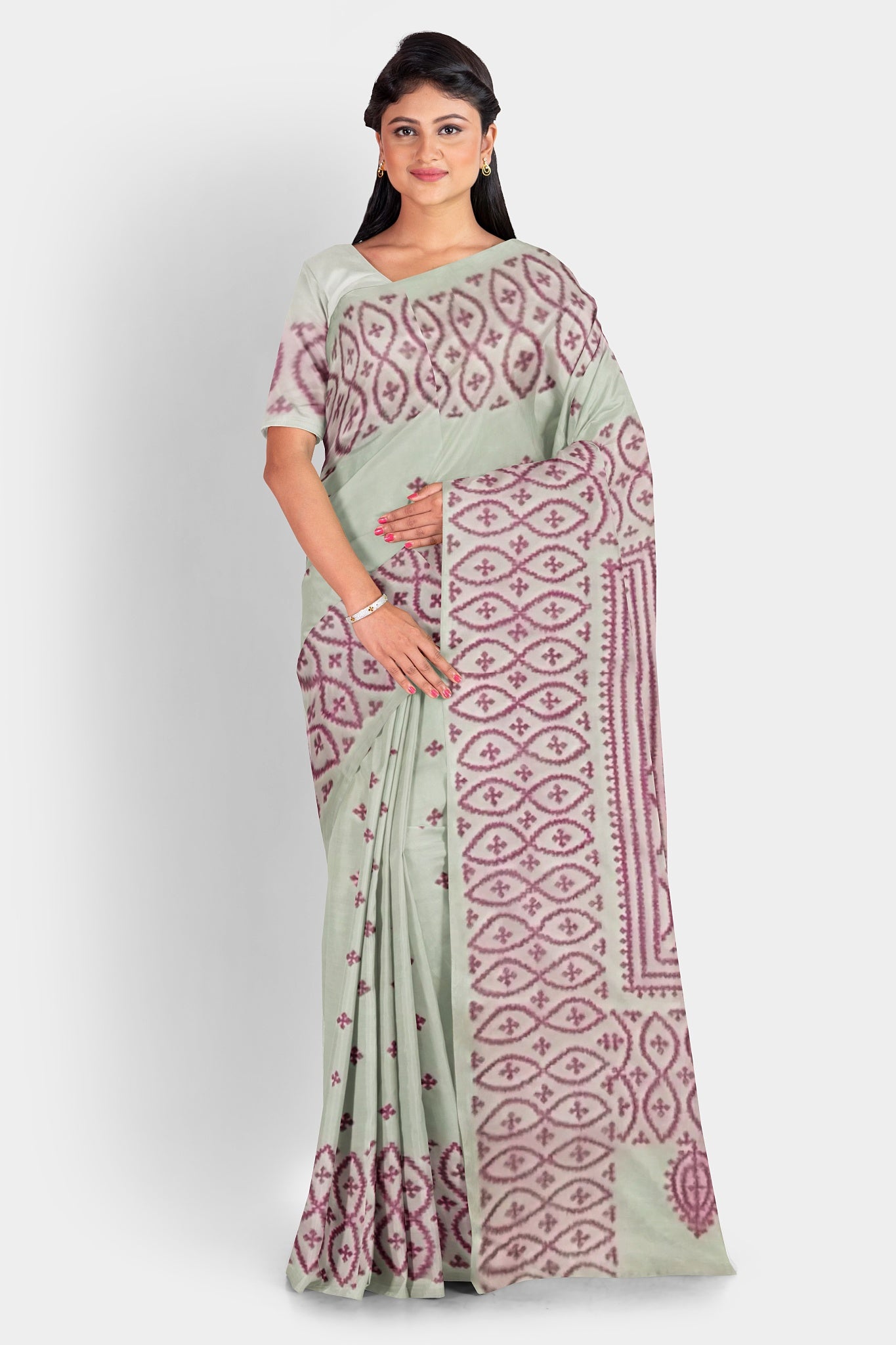 Gujrati Stitch: Stylish Blended Silk Saree showcasing Traditional Artistry in Modern Indian Fashion With BP