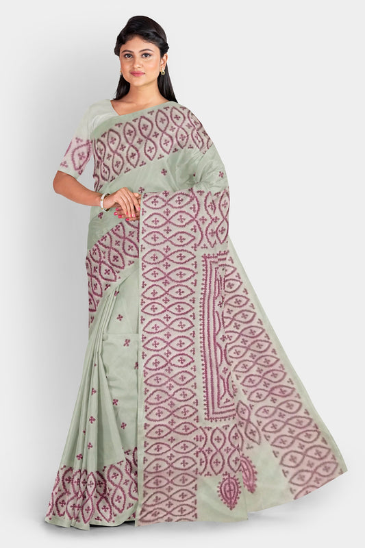 Gujrati Stitch: Stylish Blended Silk Saree showcasing Traditional Artistry in Modern Indian Fashion With BP
