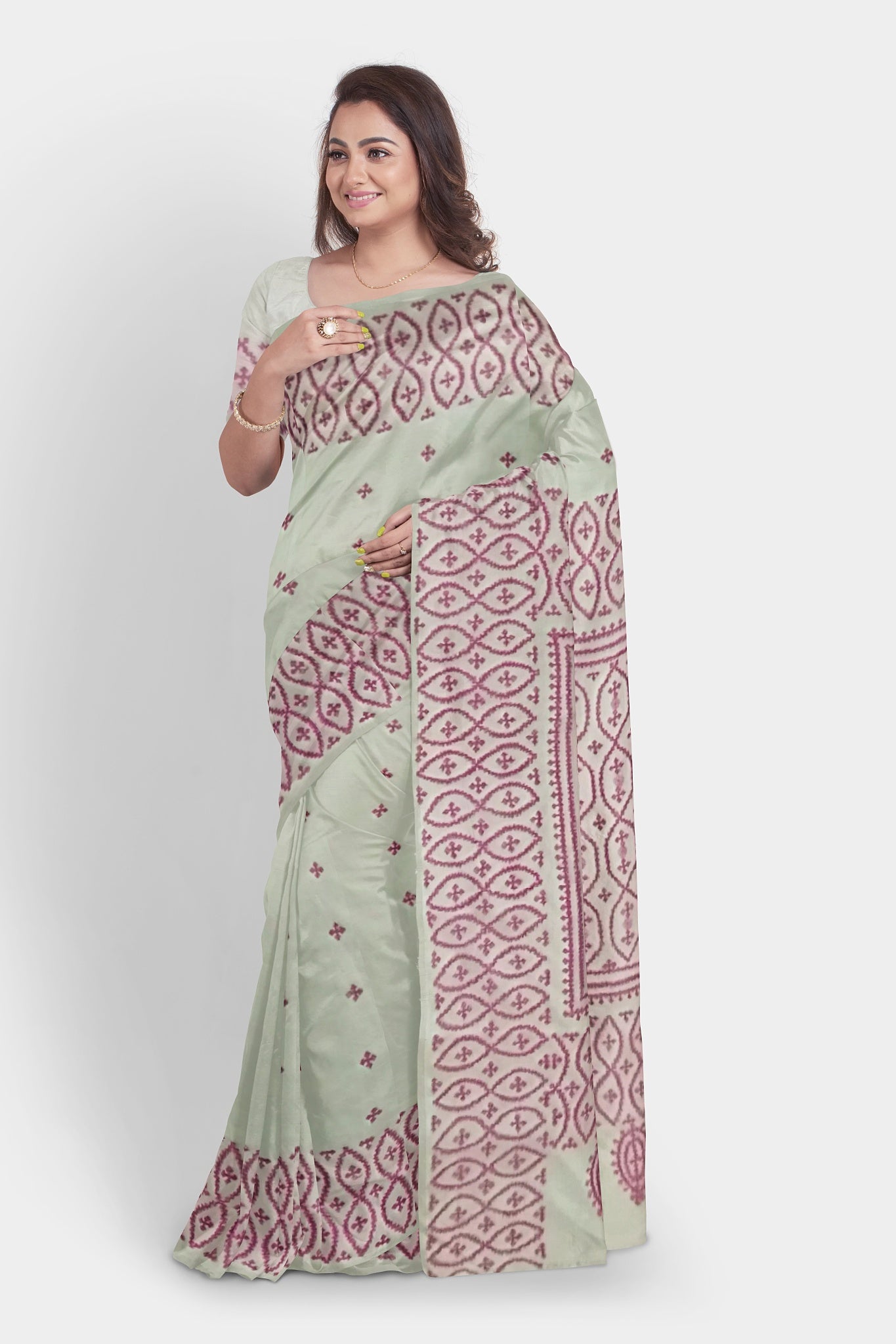 Gujrati Stitch: Stylish Blended Silk Saree showcasing Traditional Artistry in Modern Indian Fashion With BP