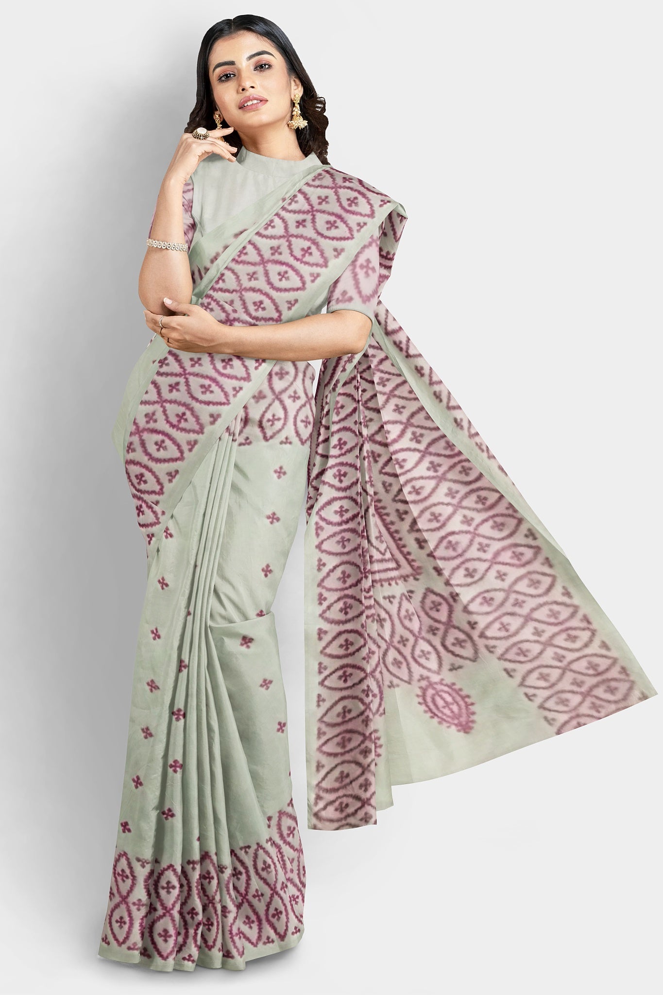 Gujrati Stitch: Stylish Blended Silk Saree showcasing Traditional Artistry in Modern Indian Fashion With BP