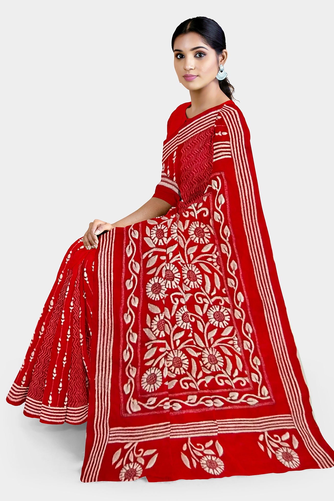 Kantha Stitch: Stylish Blended Silk Saree showcasing Traditional Artistry in Modern Indian Fashion with BP