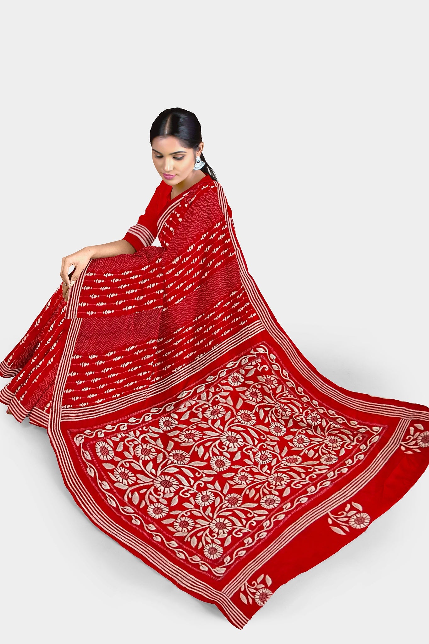 Kantha Stitch: Stylish Blended Silk Saree showcasing Traditional Artistry in Modern Indian Fashion with BP