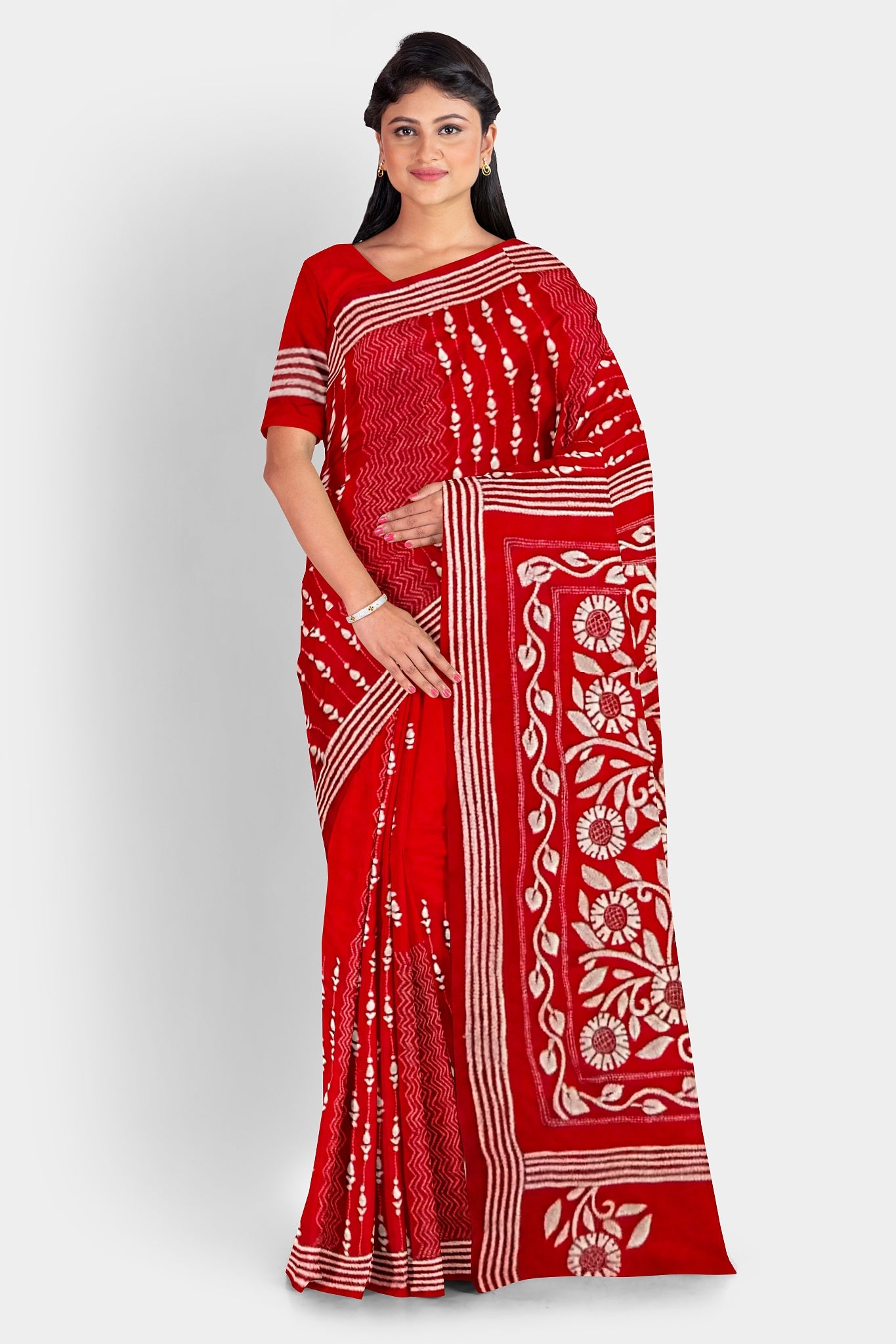 Kantha Stitch: Stylish Blended Silk Saree showcasing Traditional Artistry in Modern Indian Fashion with BP