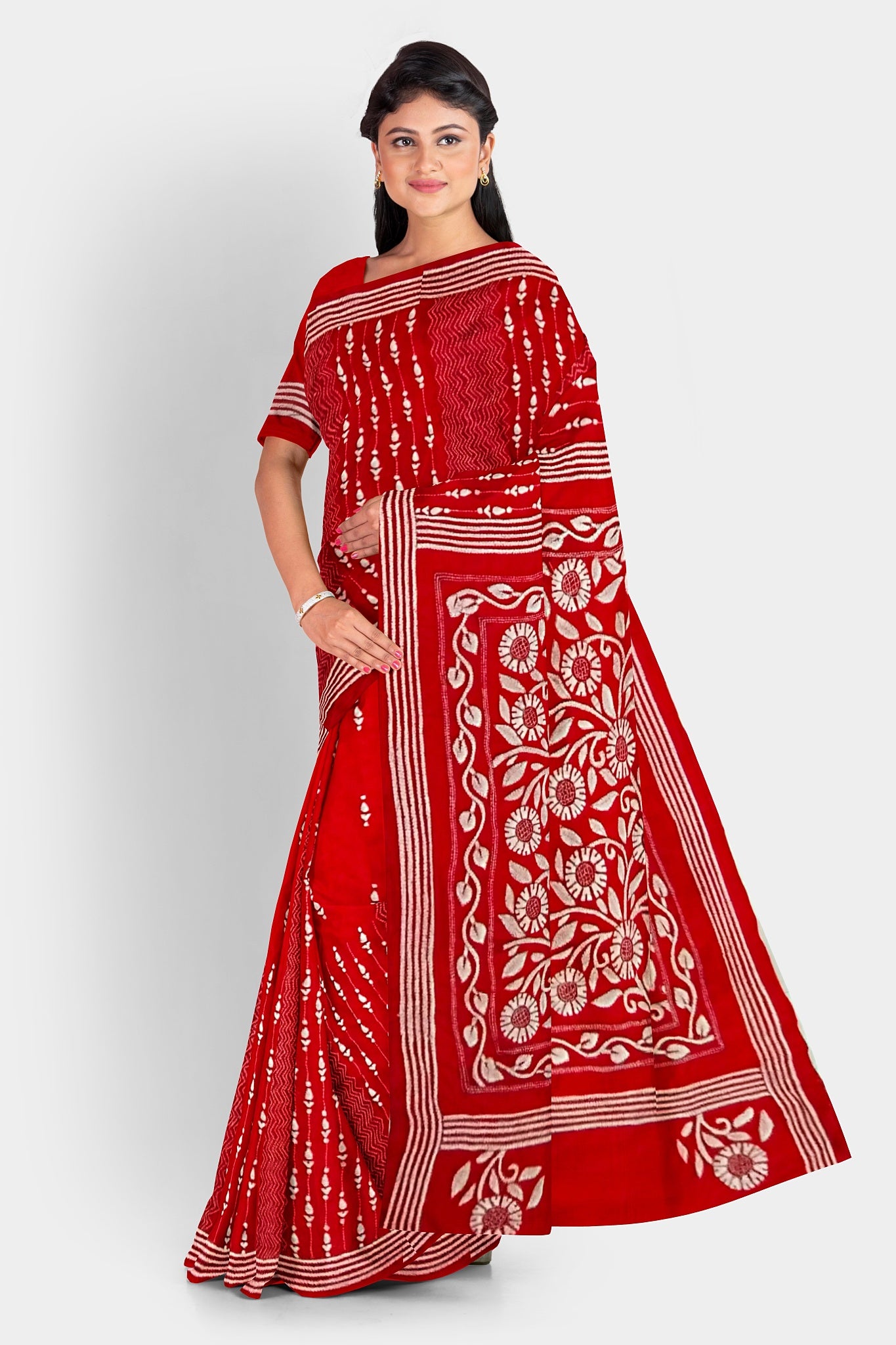 Kantha Stitch: Stylish Blended Silk Saree showcasing Traditional Artistry in Modern Indian Fashion with BP