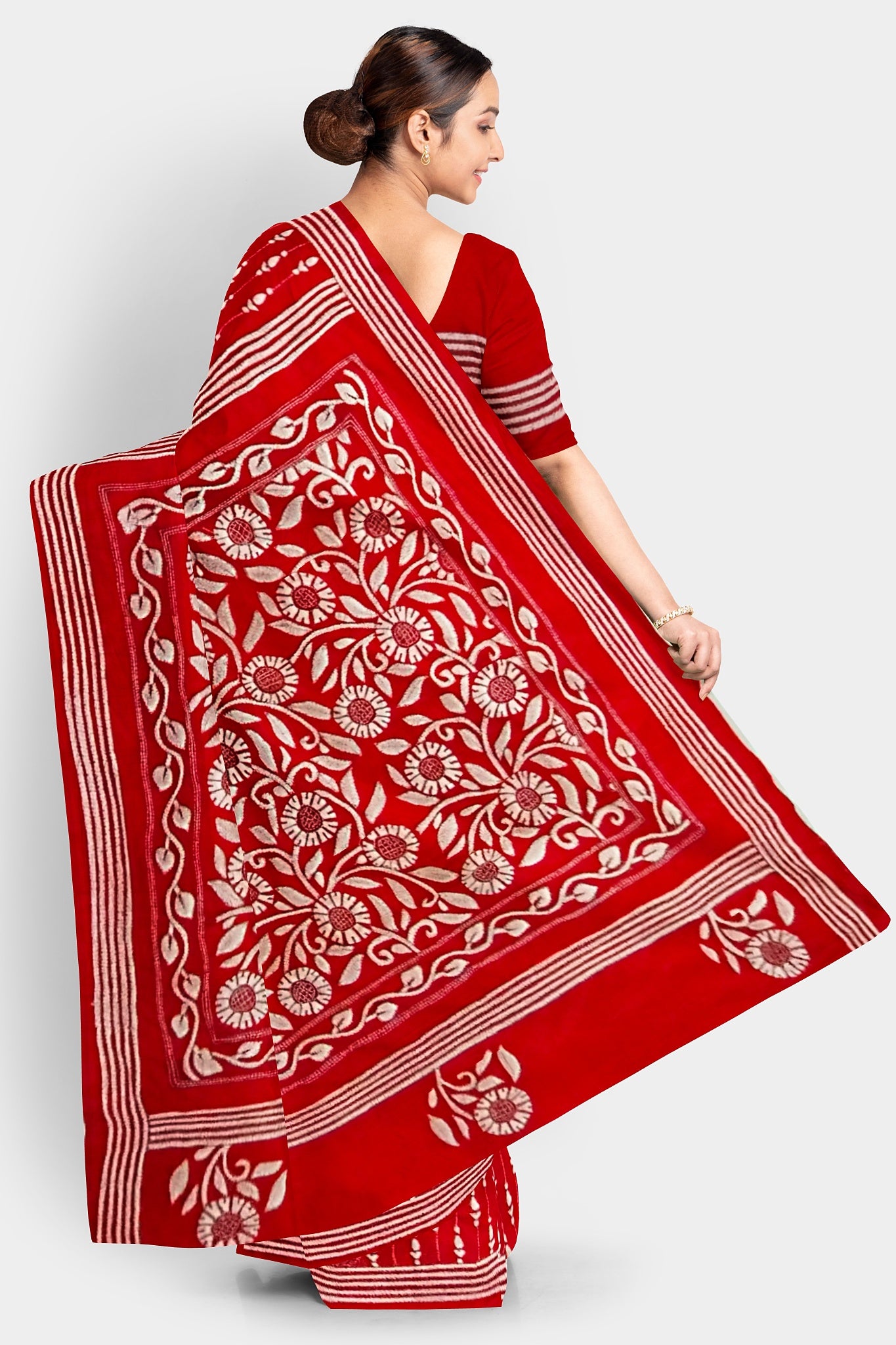 Kantha Stitch: Stylish Blended Silk Saree showcasing Traditional Artistry in Modern Indian Fashion with BP