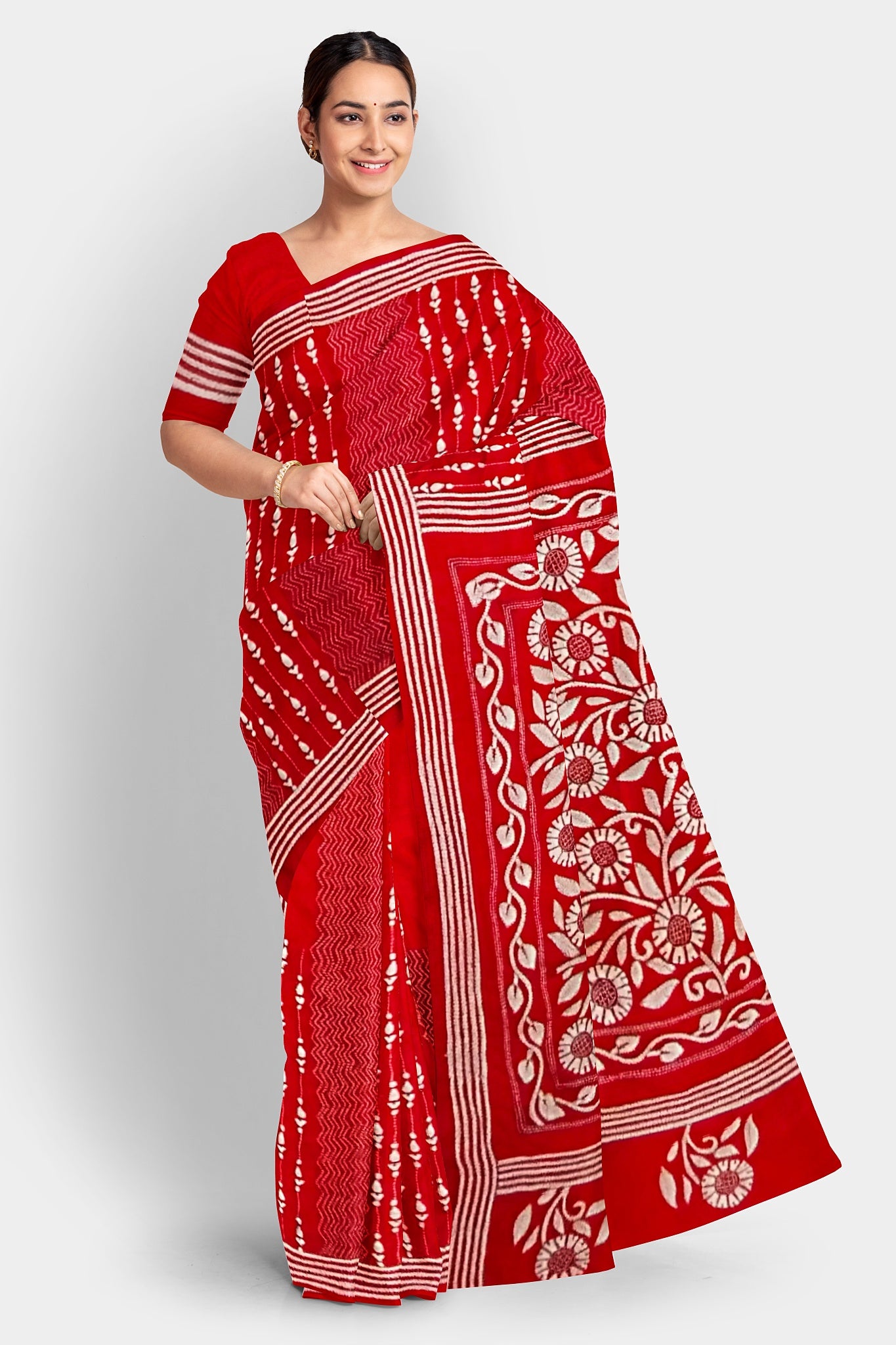 Kantha Stitch: Stylish Blended Silk Saree showcasing Traditional Artistry in Modern Indian Fashion with BP