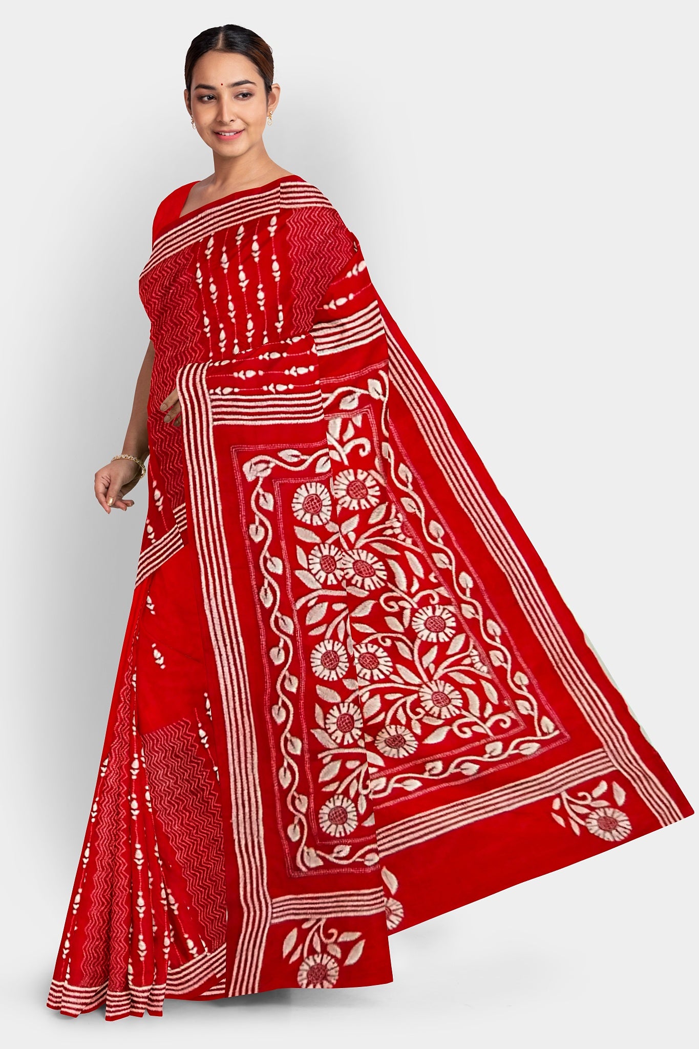 Kantha Stitch: Stylish Blended Silk Saree showcasing Traditional Artistry in Modern Indian Fashion with BP