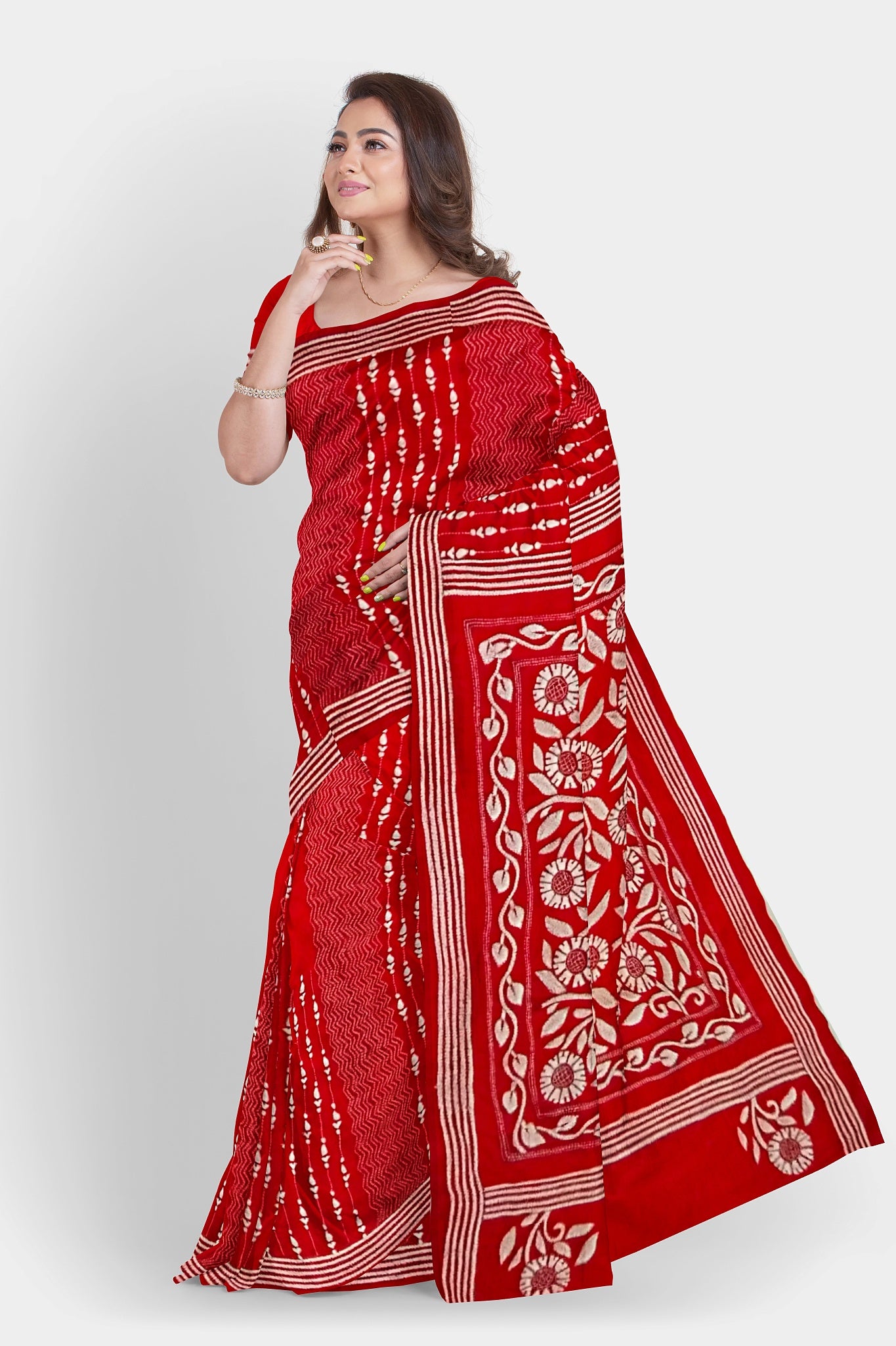 Kantha Stitch: Stylish Blended Silk Saree showcasing Traditional Artistry in Modern Indian Fashion with BP