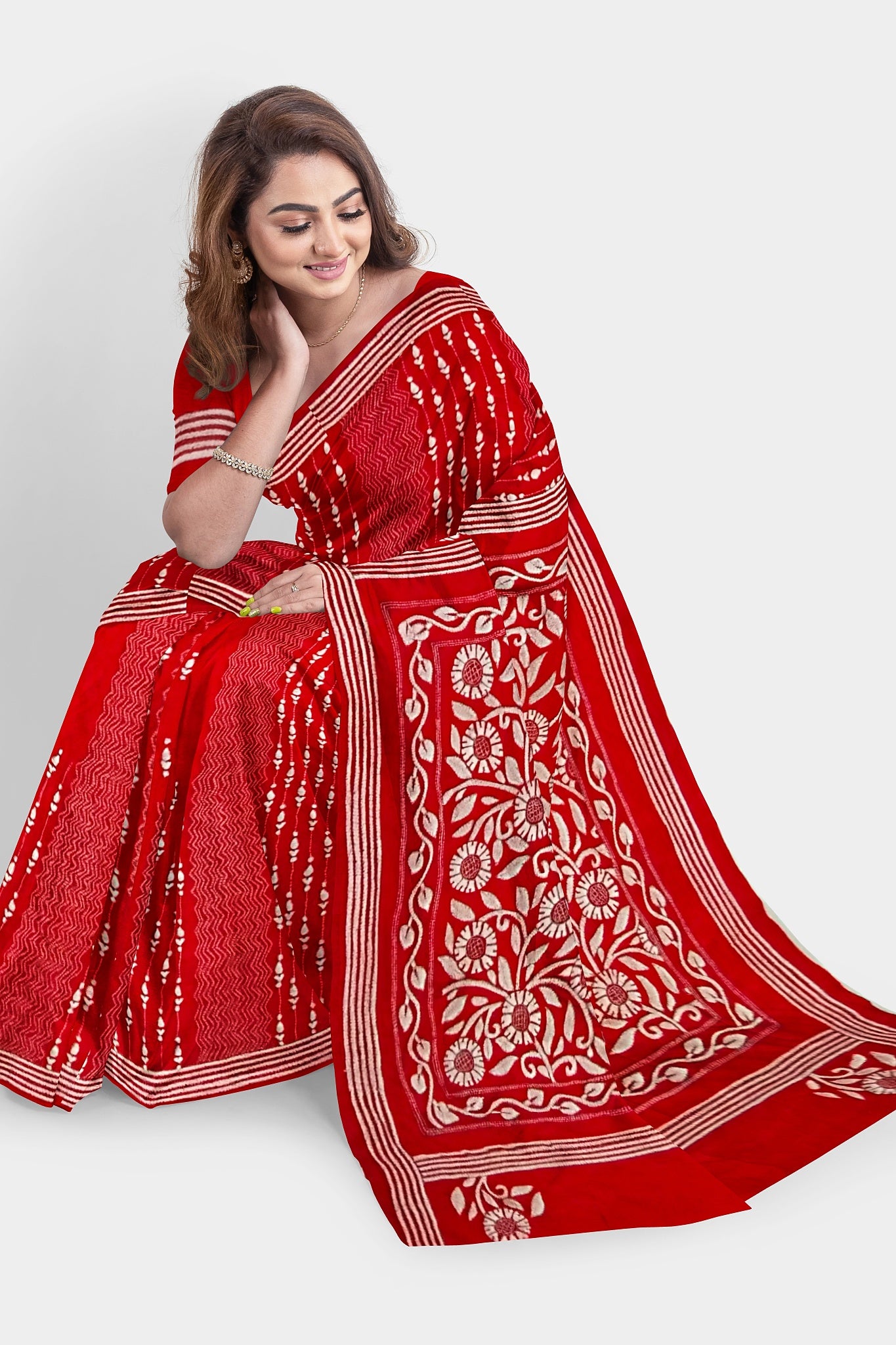 Kantha Stitch: Stylish Blended Silk Saree showcasing Traditional Artistry in Modern Indian Fashion with BP