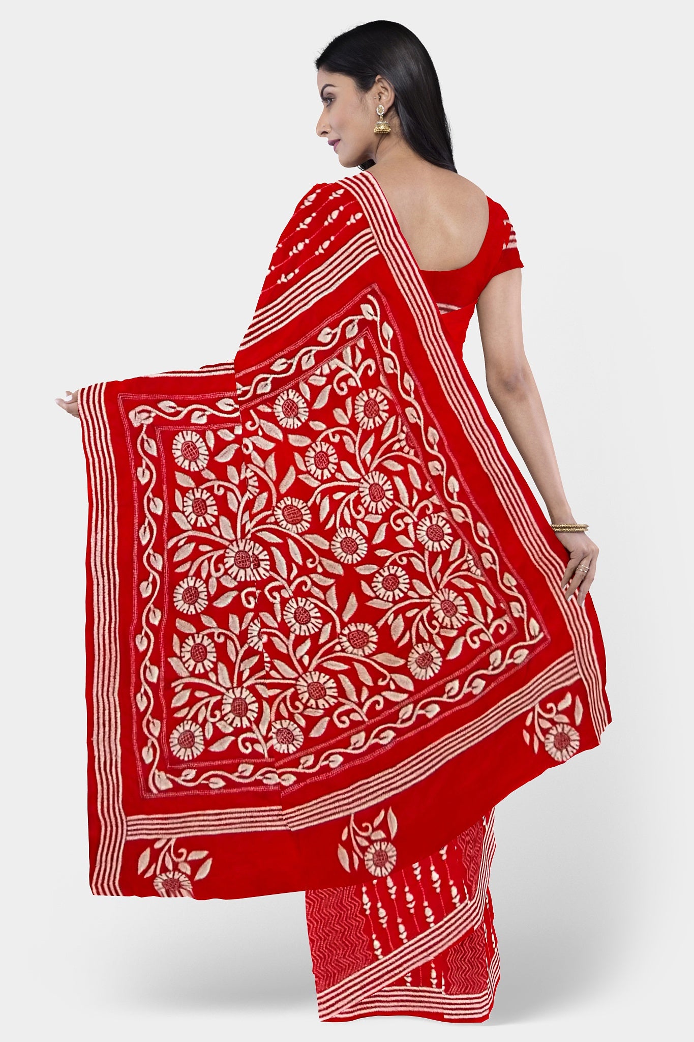 Kantha Stitch: Stylish Blended Silk Saree showcasing Traditional Artistry in Modern Indian Fashion with BP