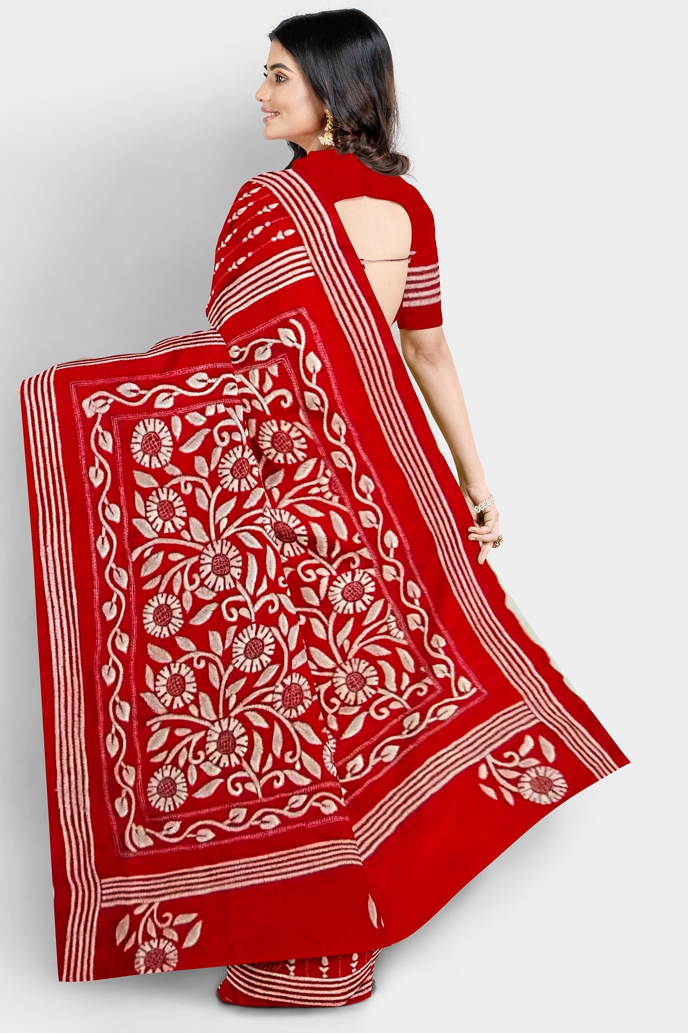 Kantha Stitch: Stylish Blended Silk Saree showcasing Traditional Artistry in Modern Indian Fashion with BP