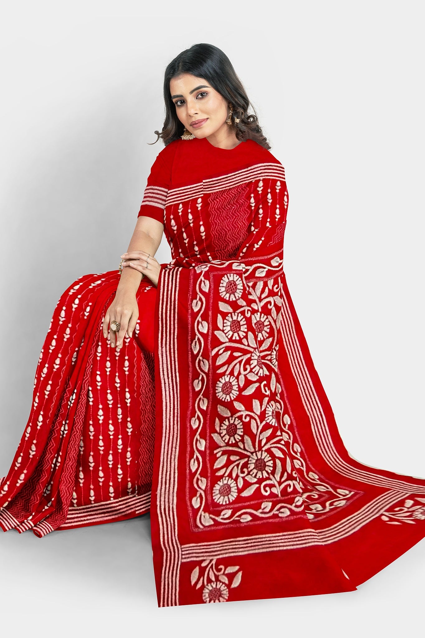 Kantha Stitch: Stylish Blended Silk Saree showcasing Traditional Artistry in Modern Indian Fashion with BP