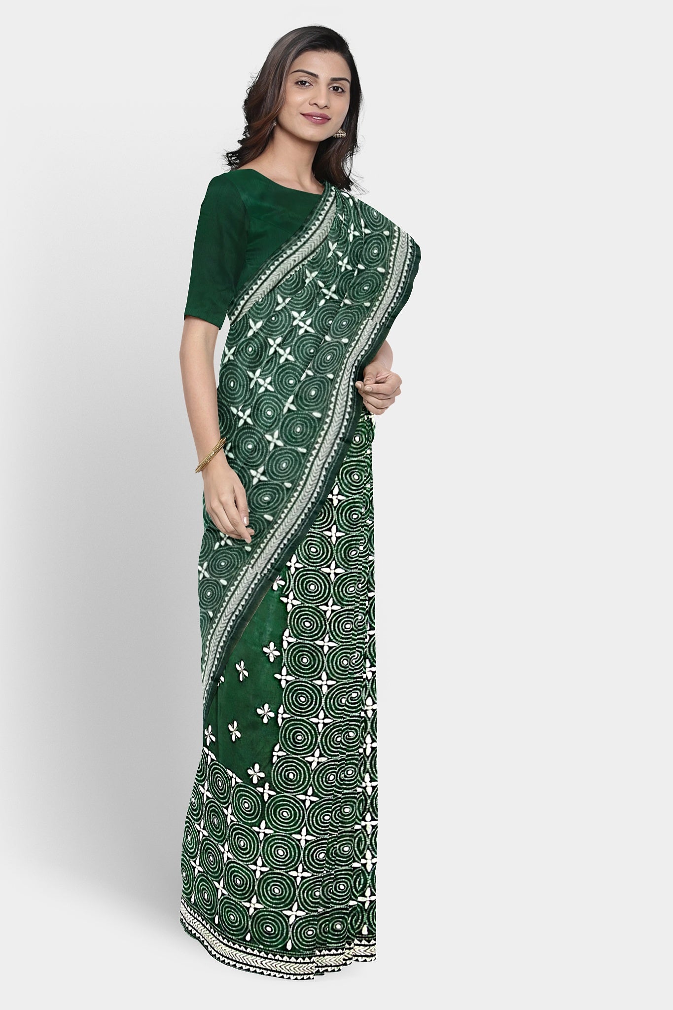 Kantha Stitch: Stylish Blended Silk Saree showcasing Traditional Artistry in Modern Indian Fashion with BP