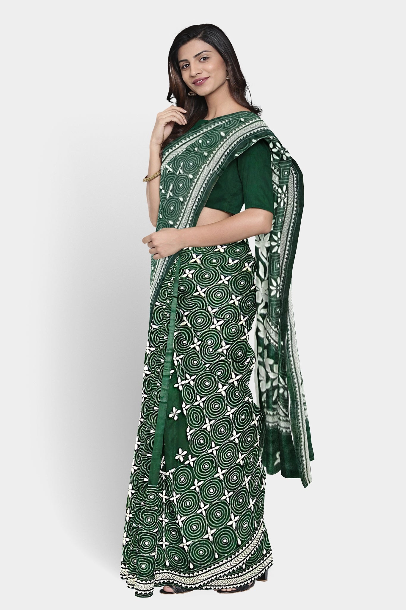 Kantha Stitch: Stylish Blended Silk Saree showcasing Traditional Artistry in Modern Indian Fashion with BP