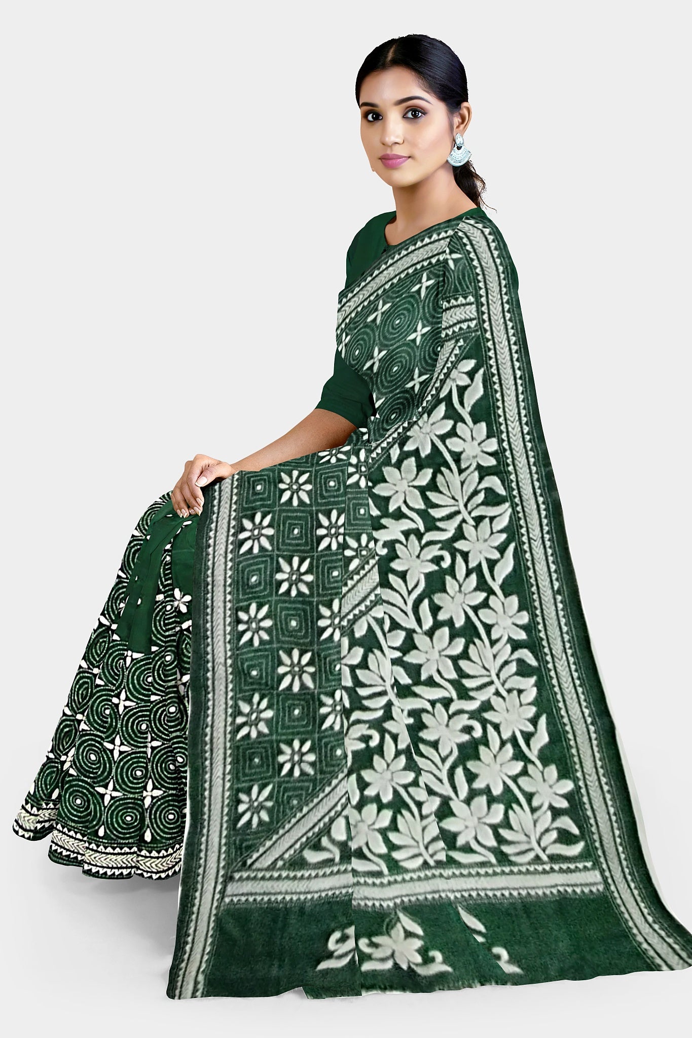 Kantha Stitch: Stylish Blended Silk Saree showcasing Traditional Artistry in Modern Indian Fashion with BP