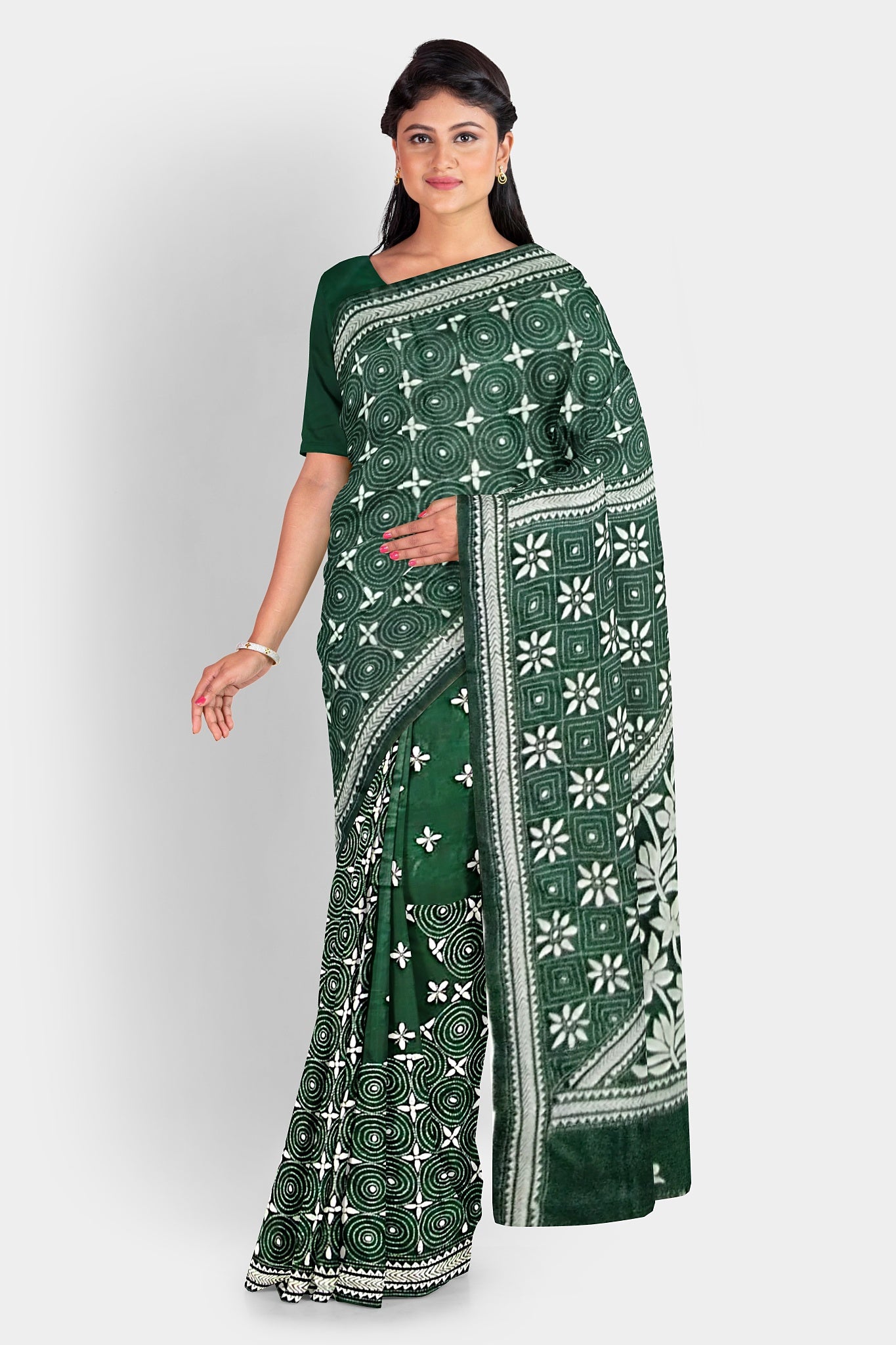 Kantha Stitch: Stylish Blended Silk Saree showcasing Traditional Artistry in Modern Indian Fashion with BP