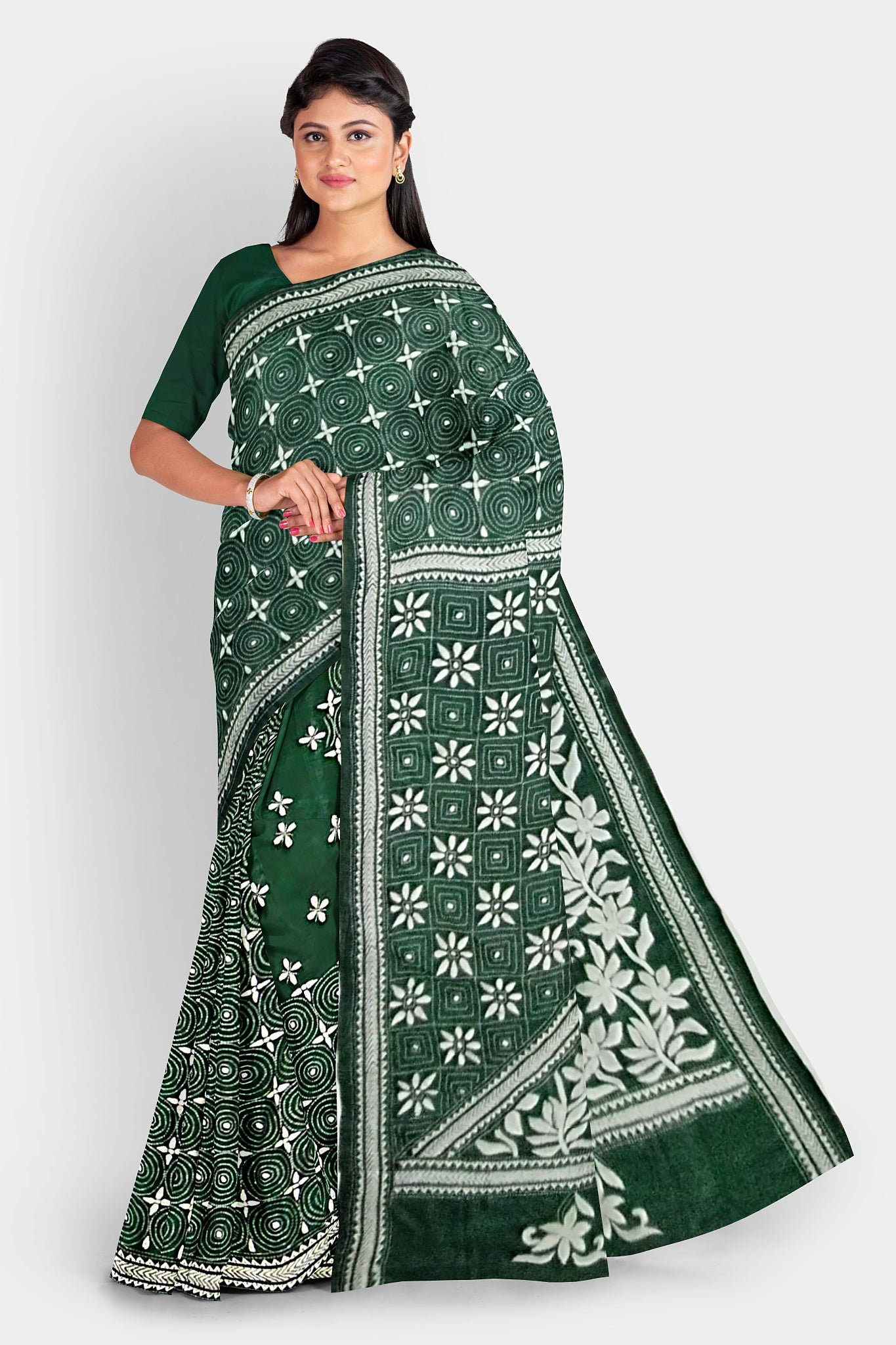 Kantha Stitch: Stylish Blended Silk Saree showcasing Traditional Artistry in Modern Indian Fashion with BP