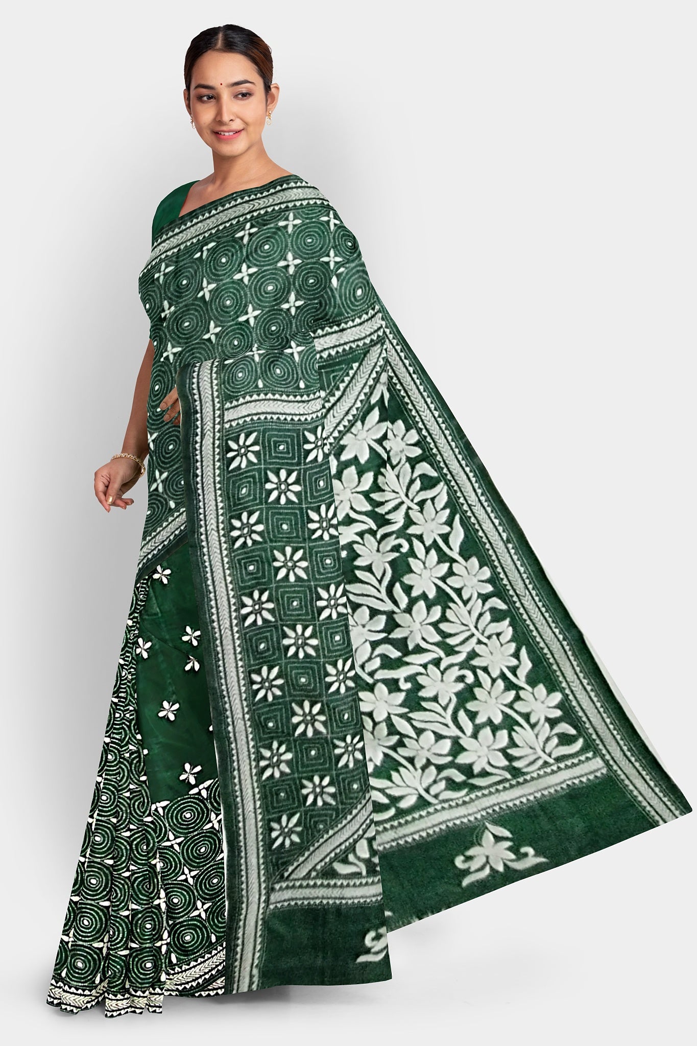 Kantha Stitch: Stylish Blended Silk Saree showcasing Traditional Artistry in Modern Indian Fashion with BP