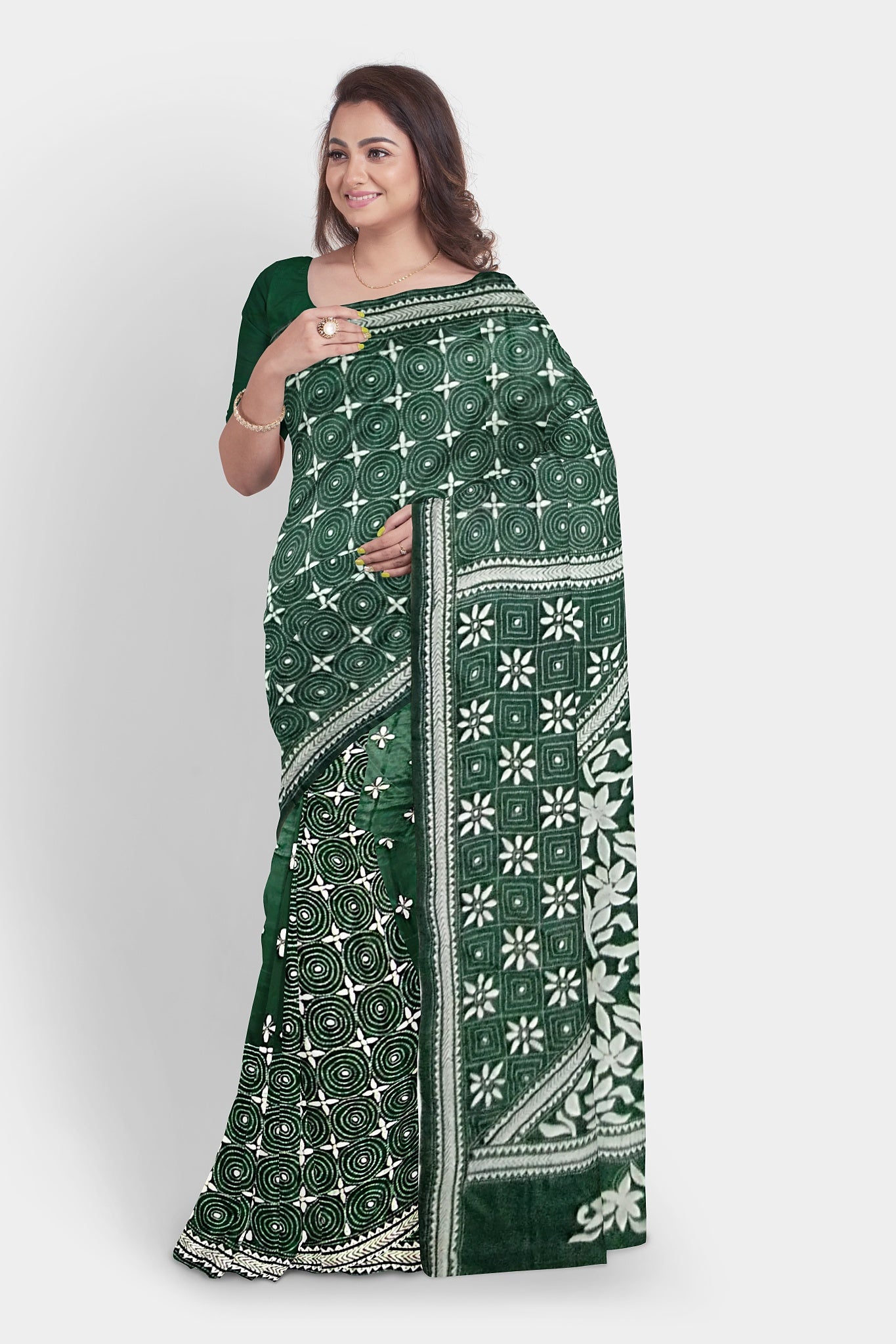 Kantha Stitch: Stylish Blended Silk Saree showcasing Traditional Artistry in Modern Indian Fashion with BP