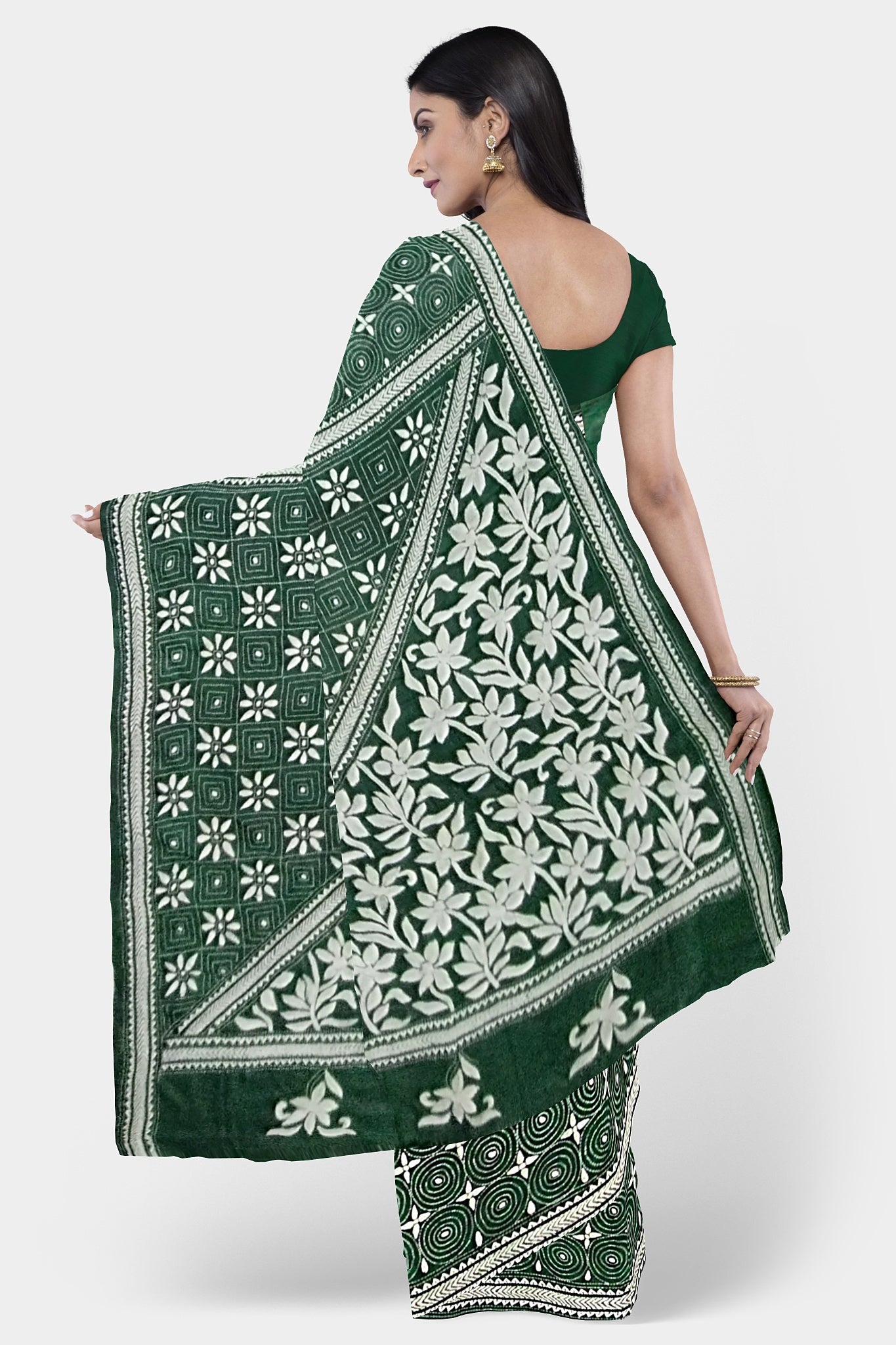 Kantha Stitch: Stylish Blended Silk Saree showcasing Traditional Artistry in Modern Indian Fashion with BP