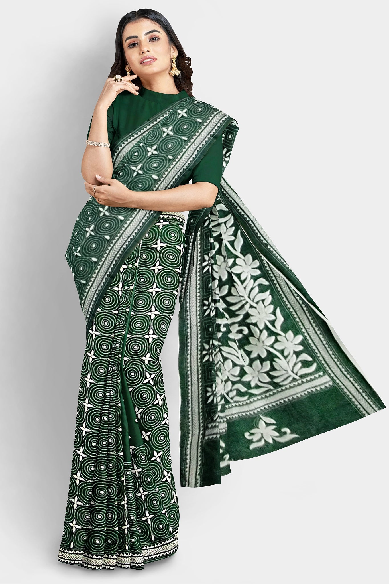Kantha Stitch: Stylish Blended Silk Saree showcasing Traditional Artistry in Modern Indian Fashion with BP