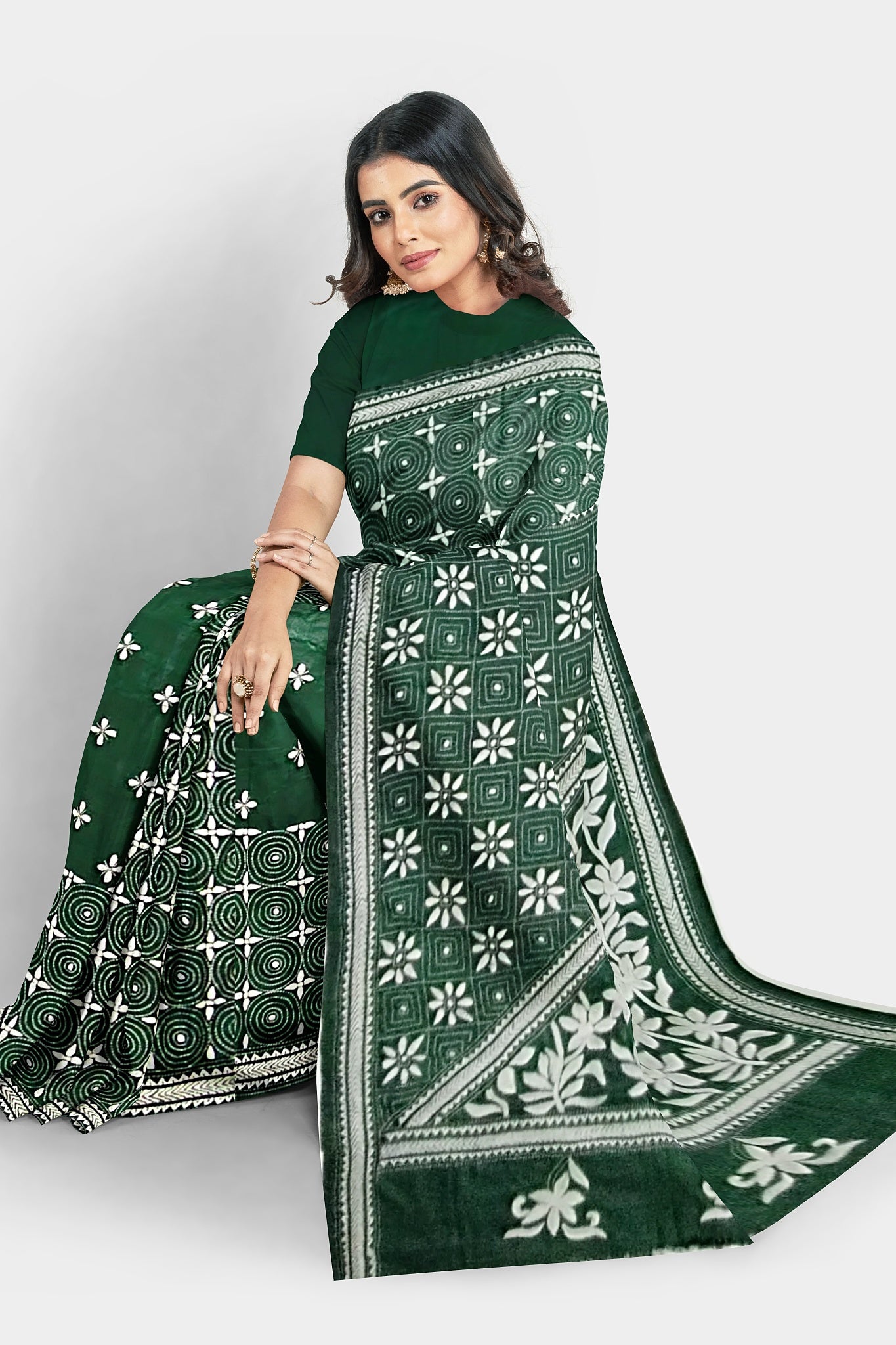Kantha Stitch: Stylish Blended Silk Saree showcasing Traditional Artistry in Modern Indian Fashion with BP