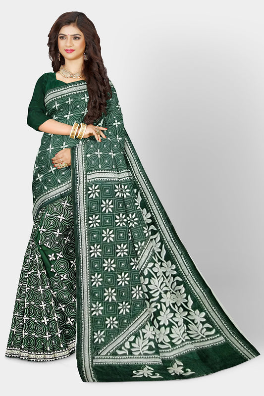 Kantha Stitch: Stylish Blended Silk Saree showcasing Traditional Artistry in Modern Indian Fashion with BP