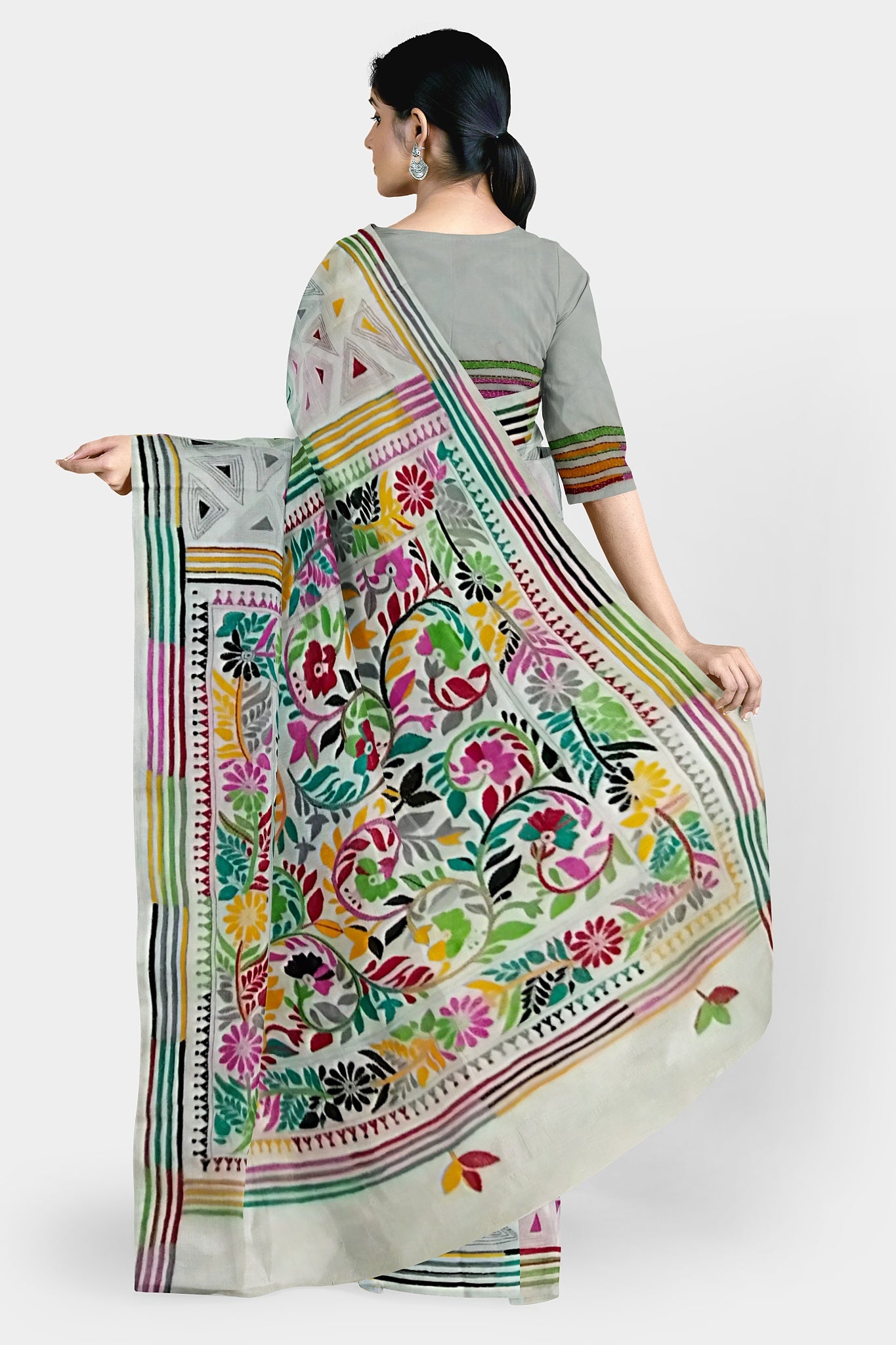 Kantha Stitch: Trendy Blended Silk Saree for Contemporary Indian Fashion With BP