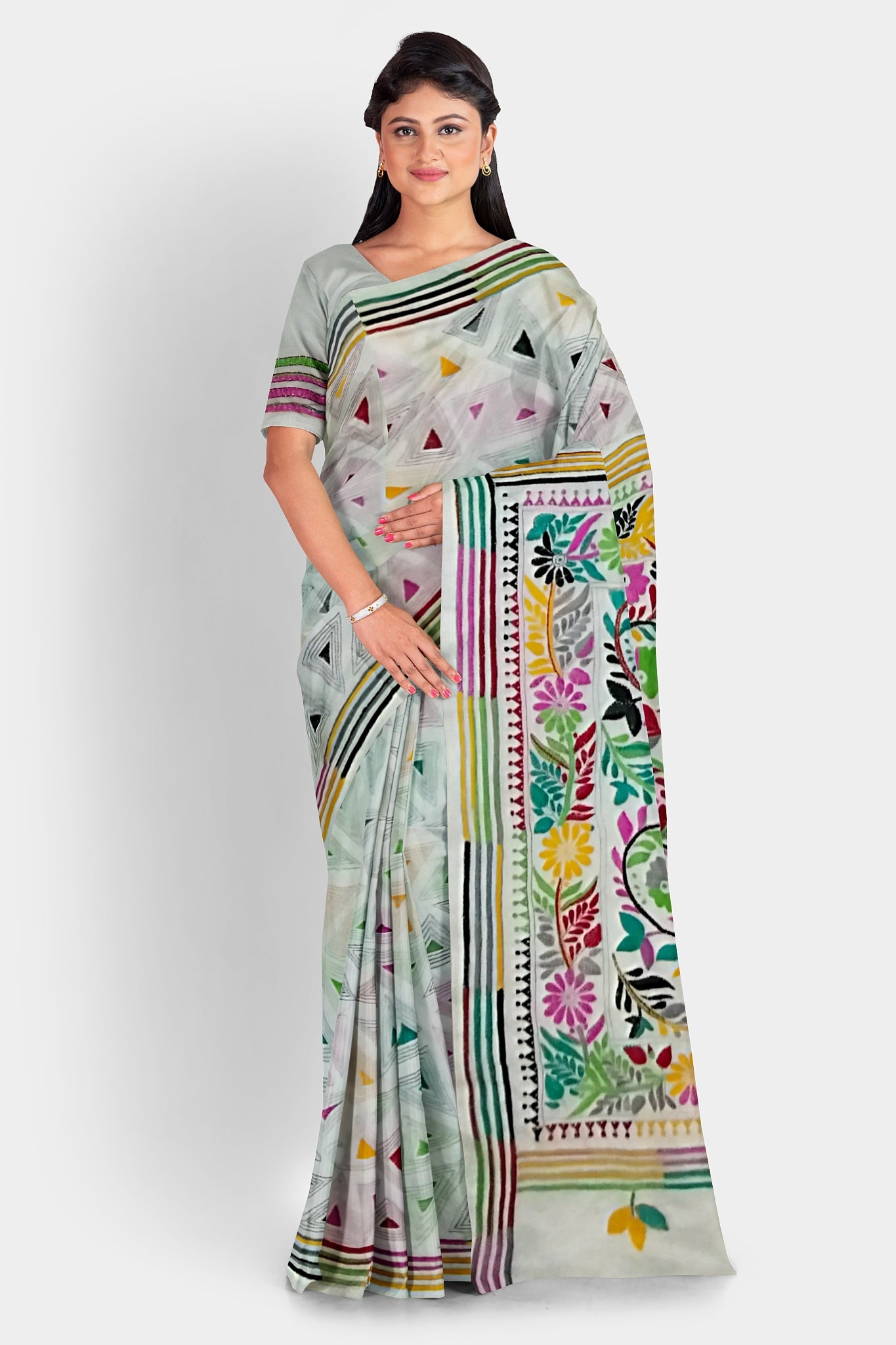 Kantha Stitch: Trendy Blended Silk Saree for Contemporary Indian Fashion With BP