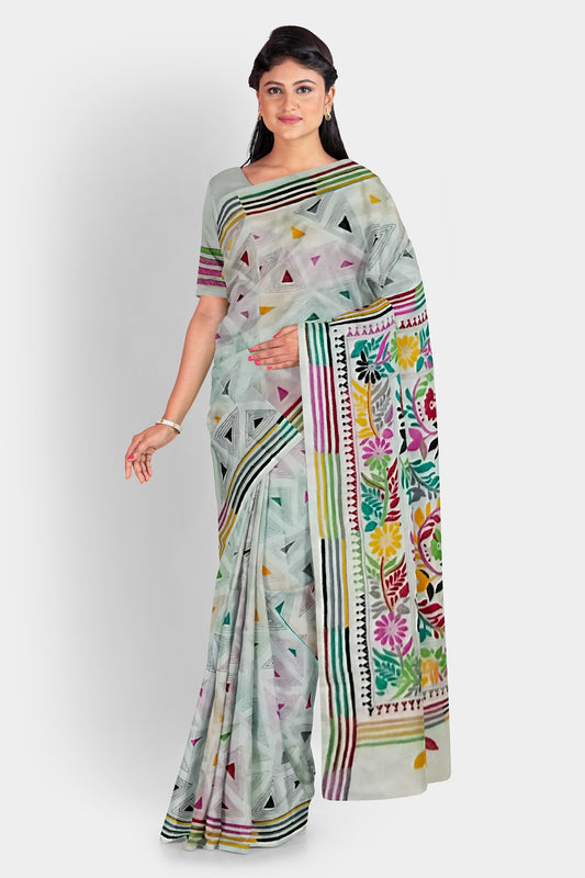 Kantha Stitch: Trendy Blended Silk Saree for Contemporary Indian Fashion With BP
