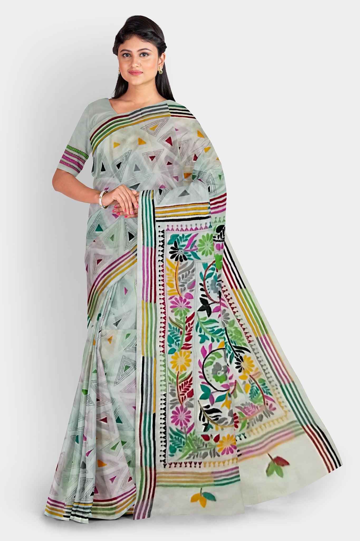 Kantha Stitch: Trendy Blended Silk Saree for Contemporary Indian Fashion With BP