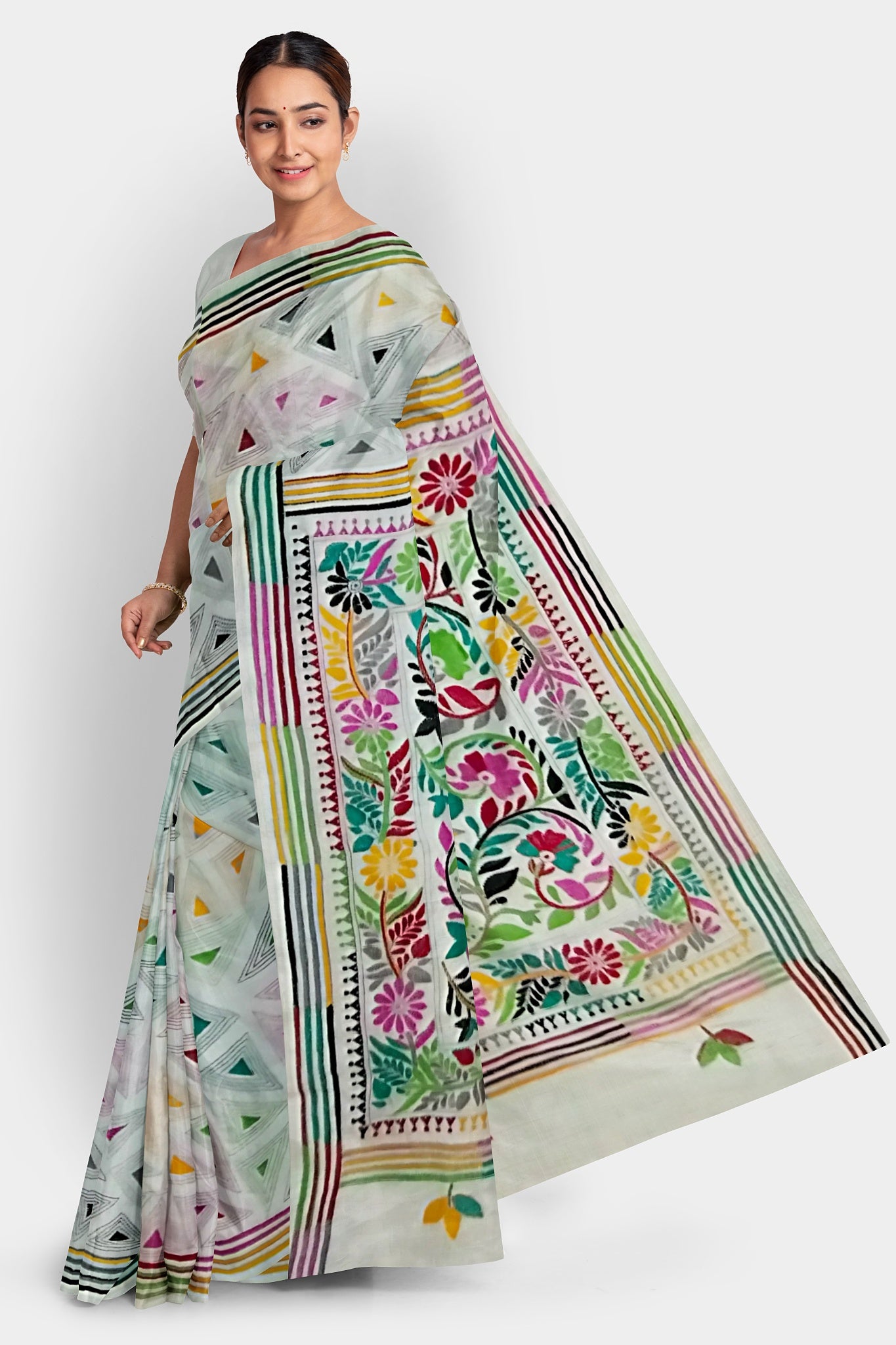 Kantha Stitch: Trendy Blended Silk Saree for Contemporary Indian Fashion With BP
