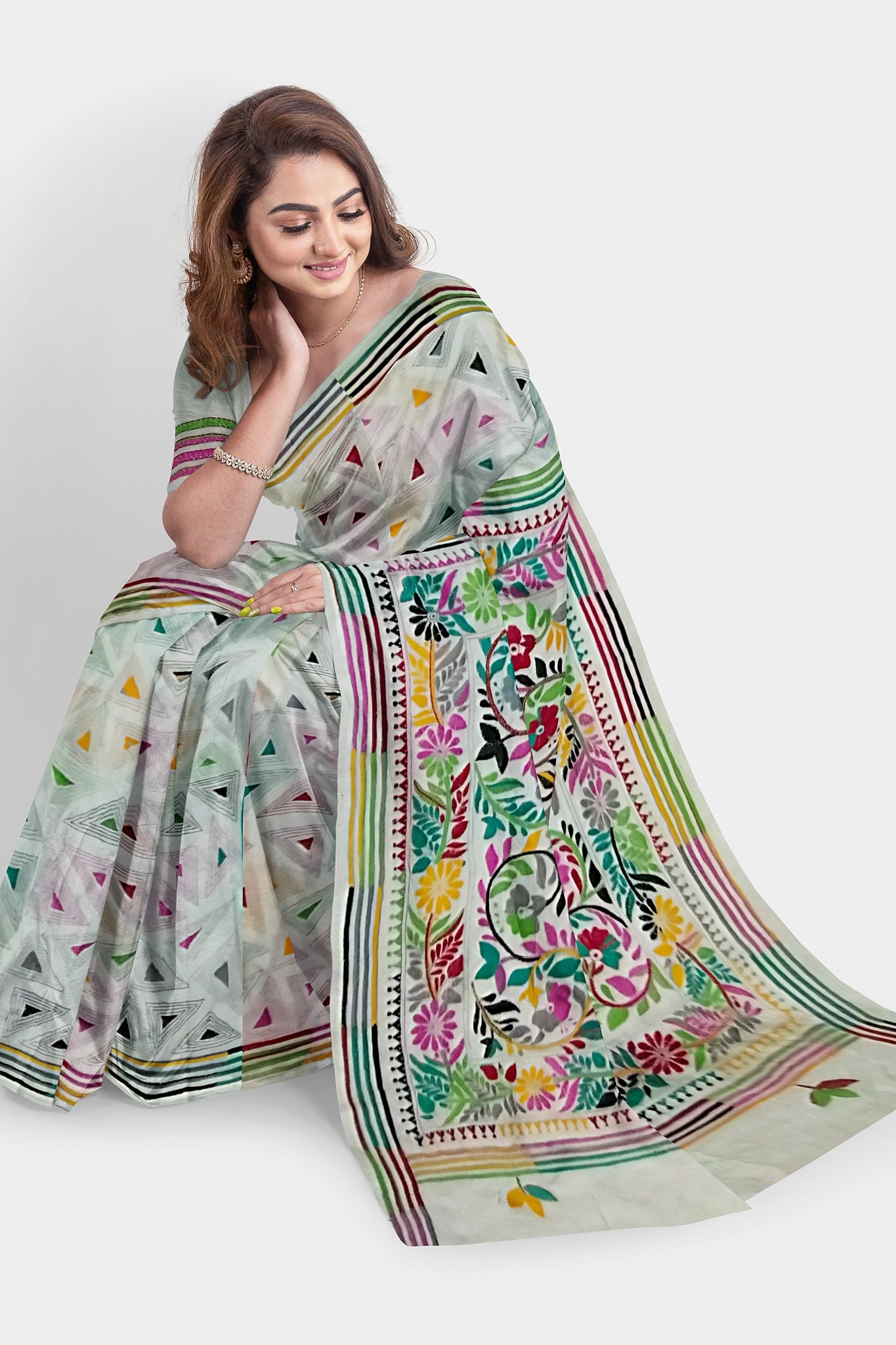 Kantha Stitch: Trendy Blended Silk Saree for Contemporary Indian Fashion With BP