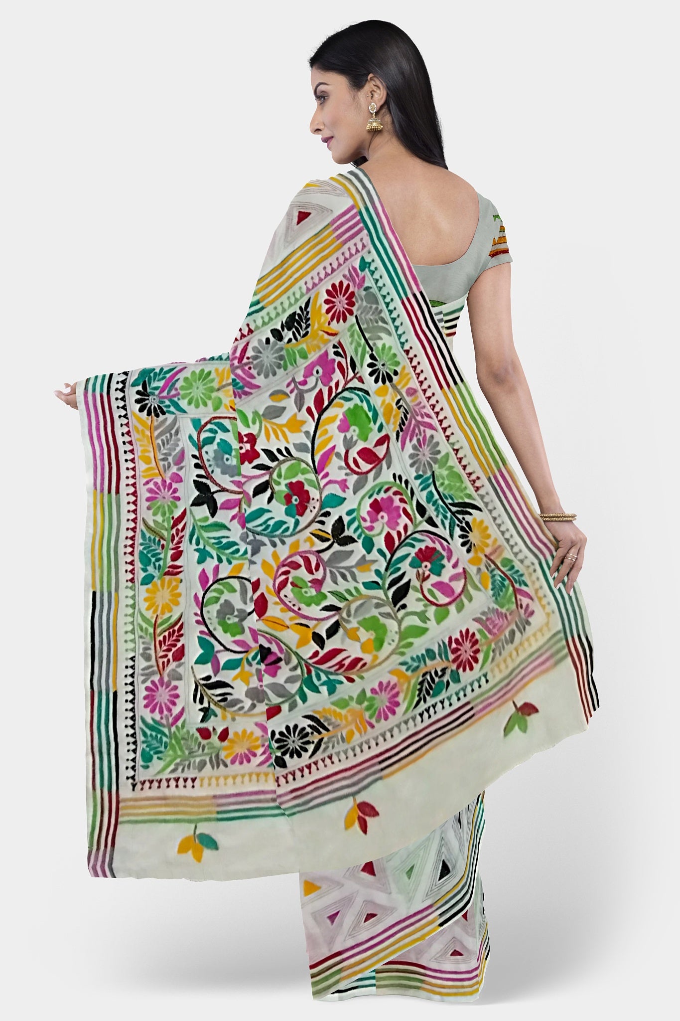 Kantha Stitch: Trendy Blended Silk Saree for Contemporary Indian Fashion With BP