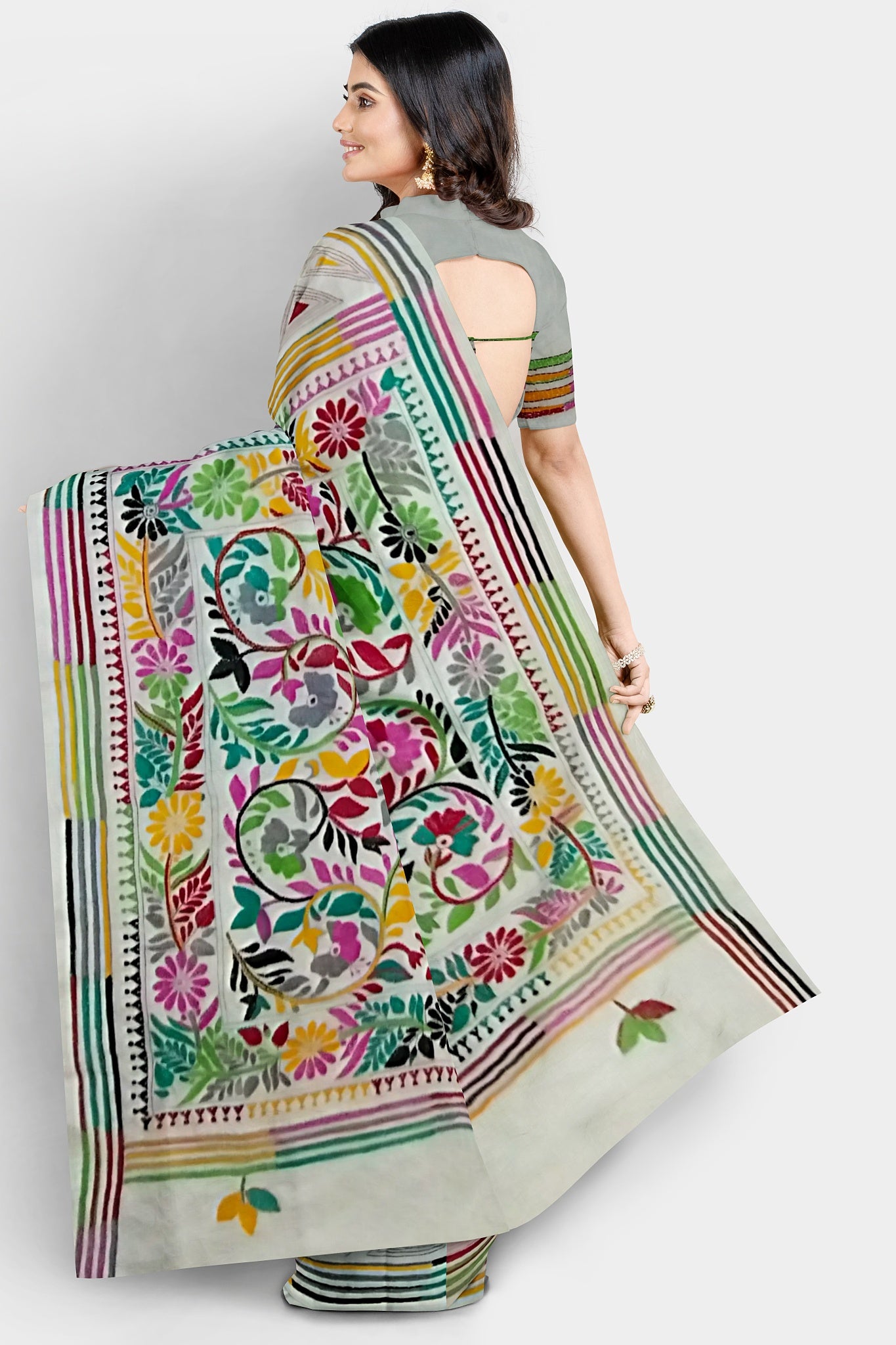 Kantha Stitch: Trendy Blended Silk Saree for Contemporary Indian Fashion With BP