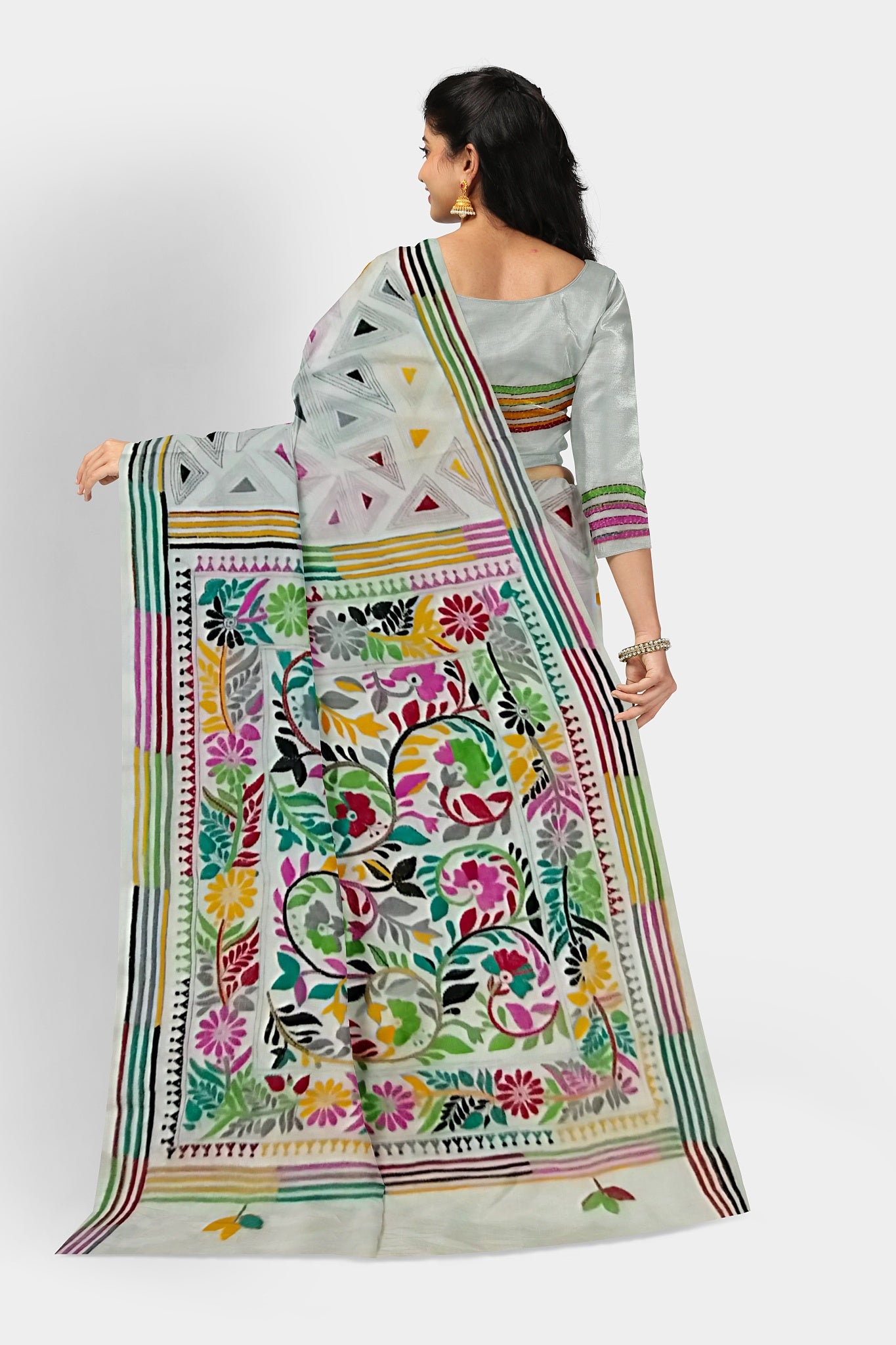 Kantha Stitch: Trendy Blended Silk Saree for Contemporary Indian Fashion With BP