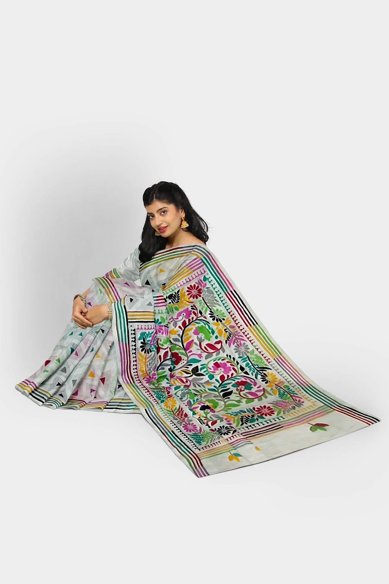 Kantha Stitch: Trendy Blended Silk Saree for Contemporary Indian Fashion With BP