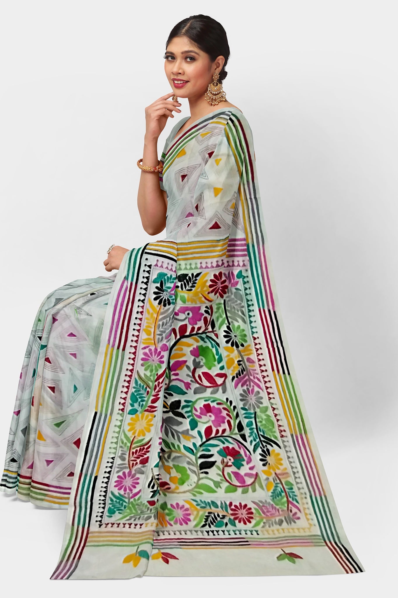 Kantha Stitch: Trendy Blended Silk Saree for Contemporary Indian Fashion With BP