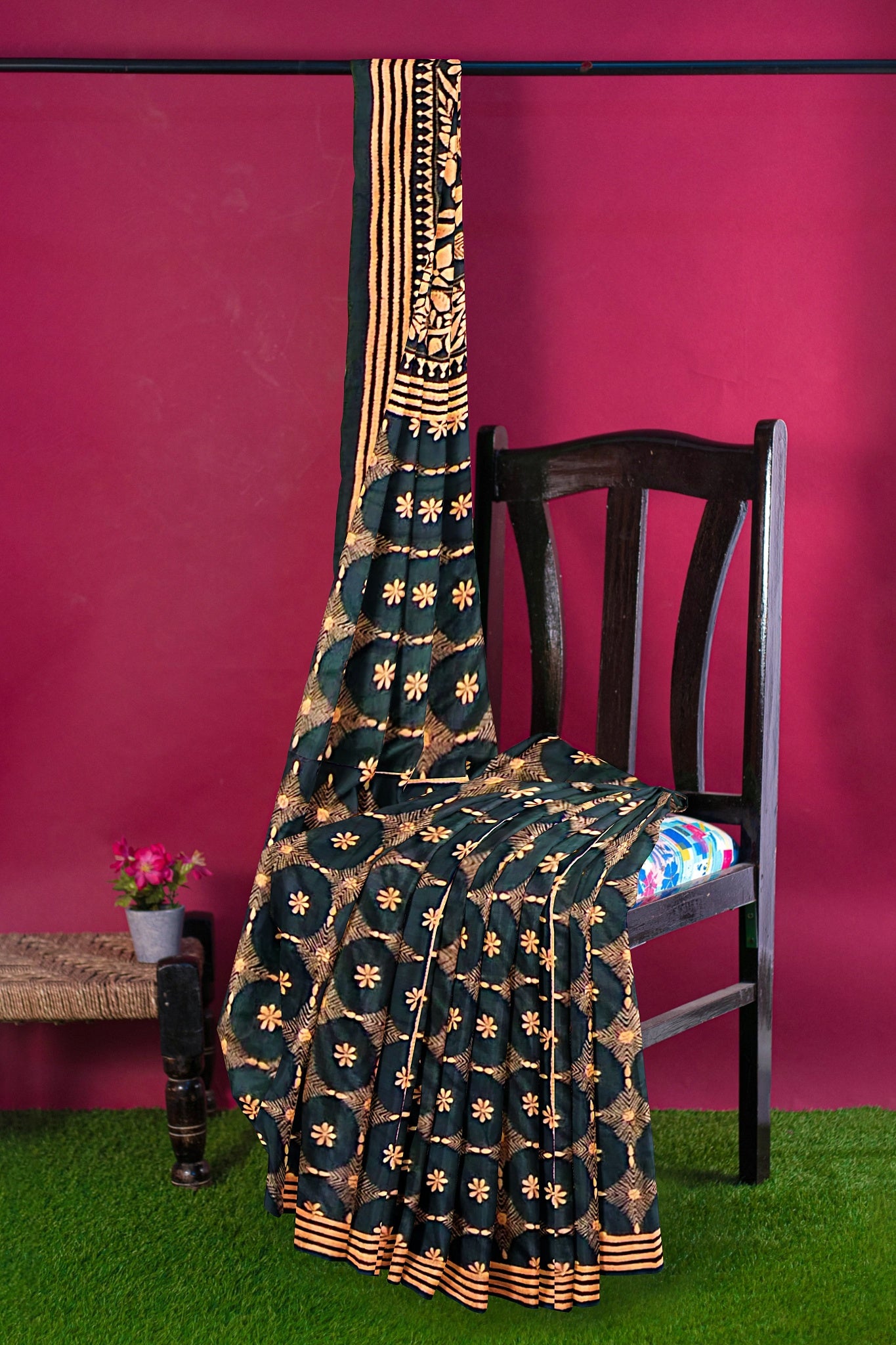 Kantha Stitch: Stylish Blended Silk Saree showcasing Traditional Artistry in Modern Indian Fashion with BP