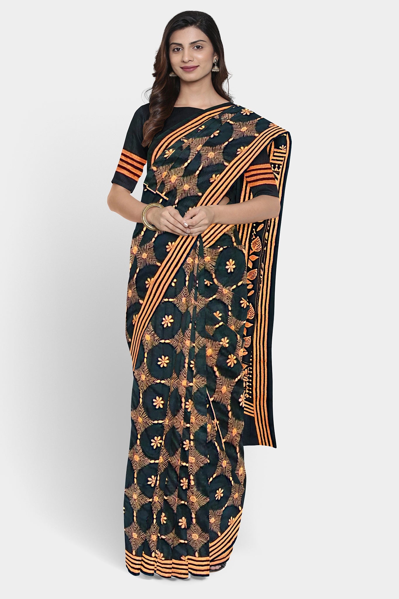 Kantha Stitch: Stylish Blended Silk Saree showcasing Traditional Artistry in Modern Indian Fashion with BP