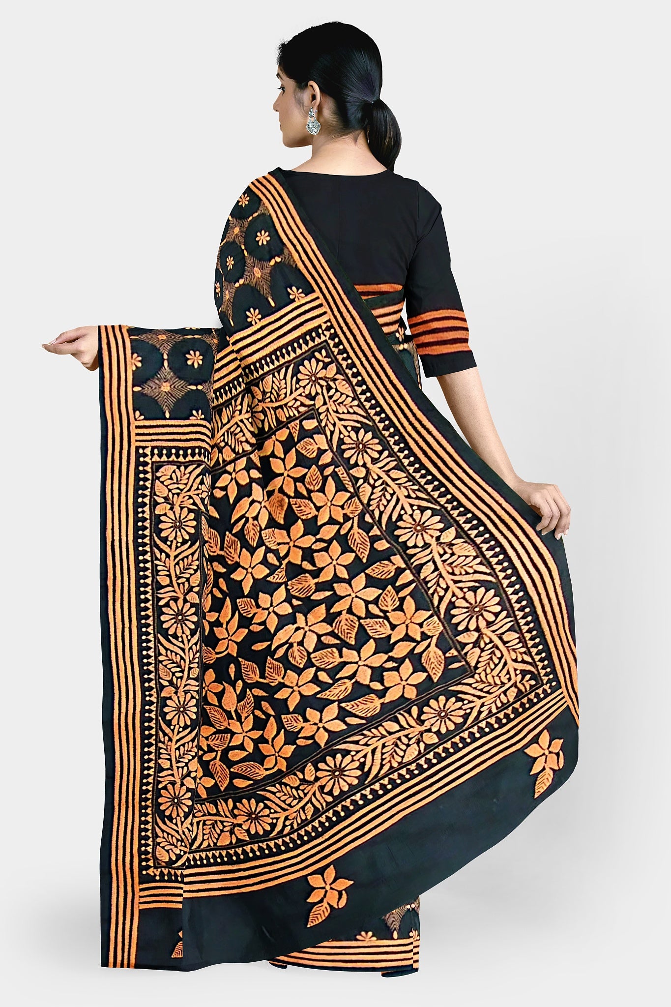 Kantha Stitch: Stylish Blended Silk Saree showcasing Traditional Artistry in Modern Indian Fashion with BP