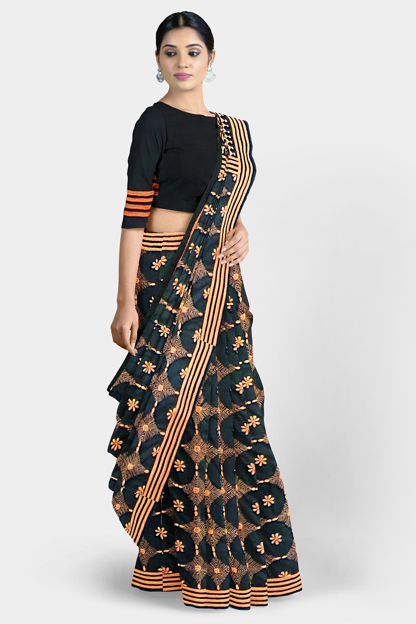 Kantha Stitch: Stylish Blended Silk Saree showcasing Traditional Artistry in Modern Indian Fashion with BP