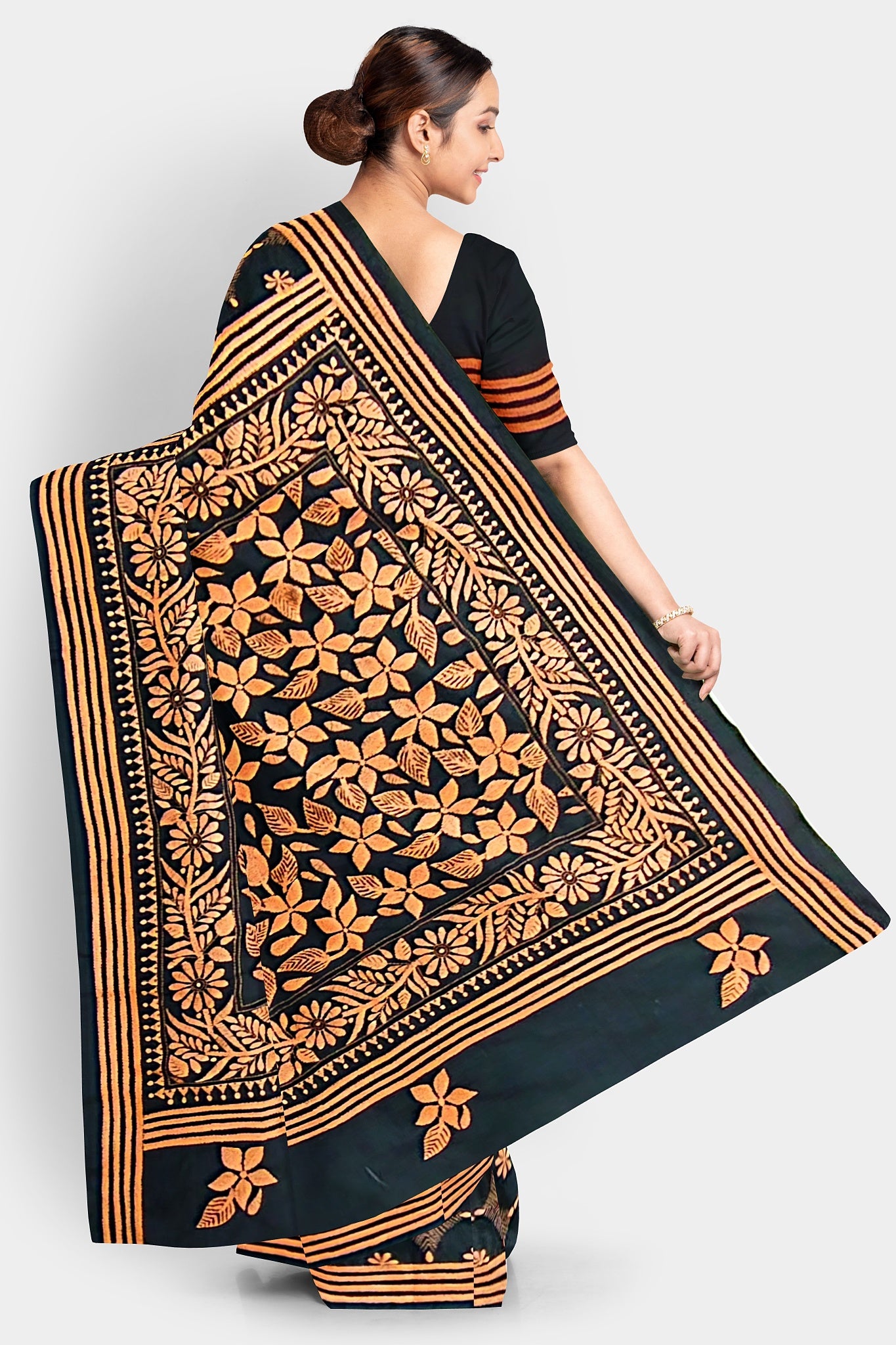 Kantha Stitch: Stylish Blended Silk Saree showcasing Traditional Artistry in Modern Indian Fashion with BP