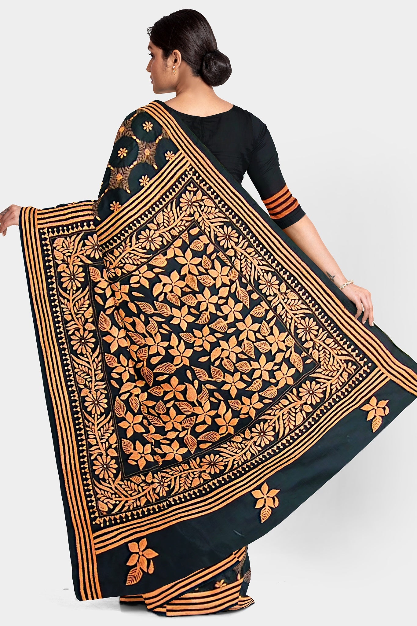 Kantha Stitch: Stylish Blended Silk Saree showcasing Traditional Artistry in Modern Indian Fashion with BP