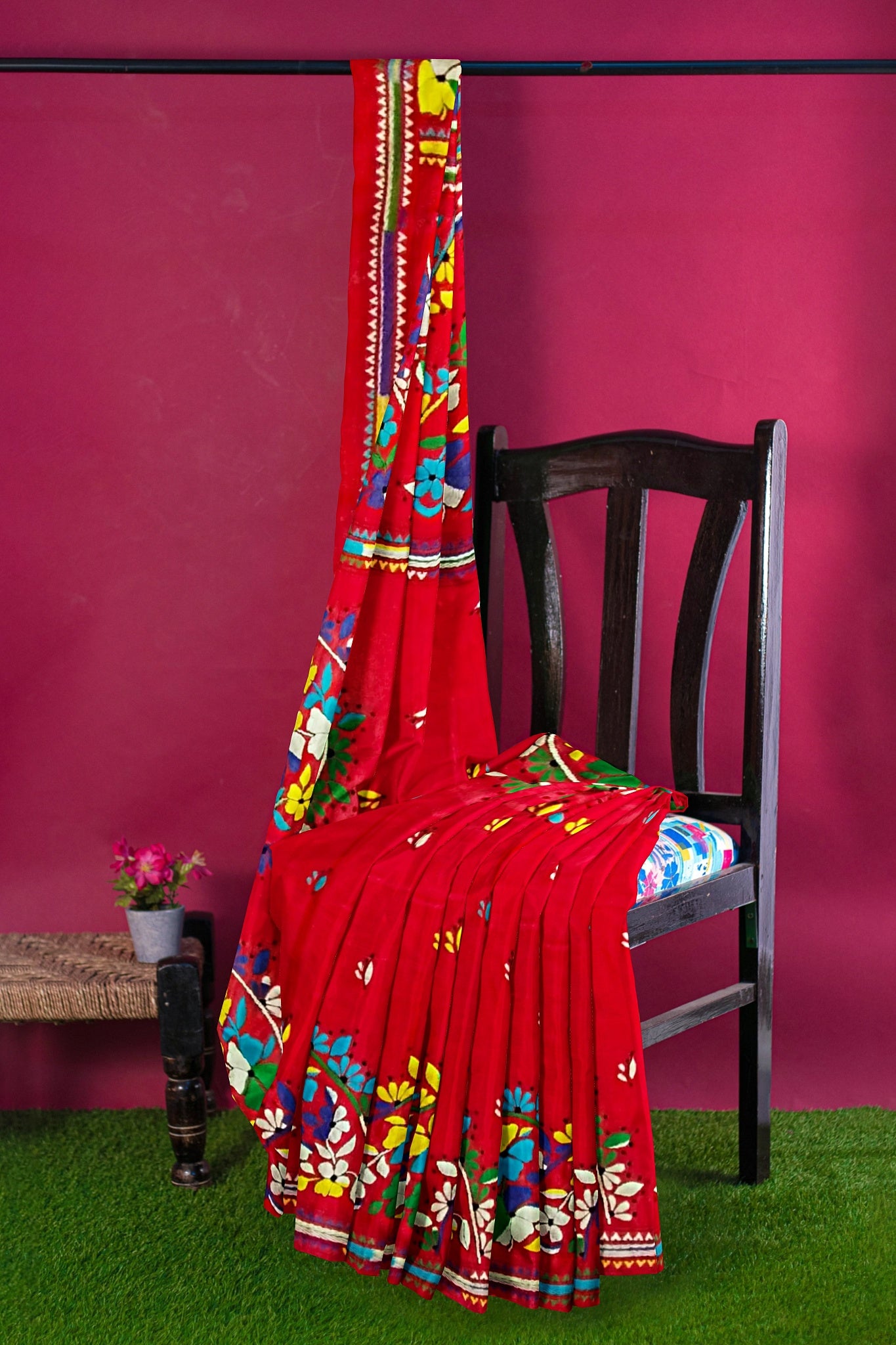 Kantha Stitch: Stylish Blended Silk Saree showcasing Traditional Artistry in Modern Indian Fashion with BP